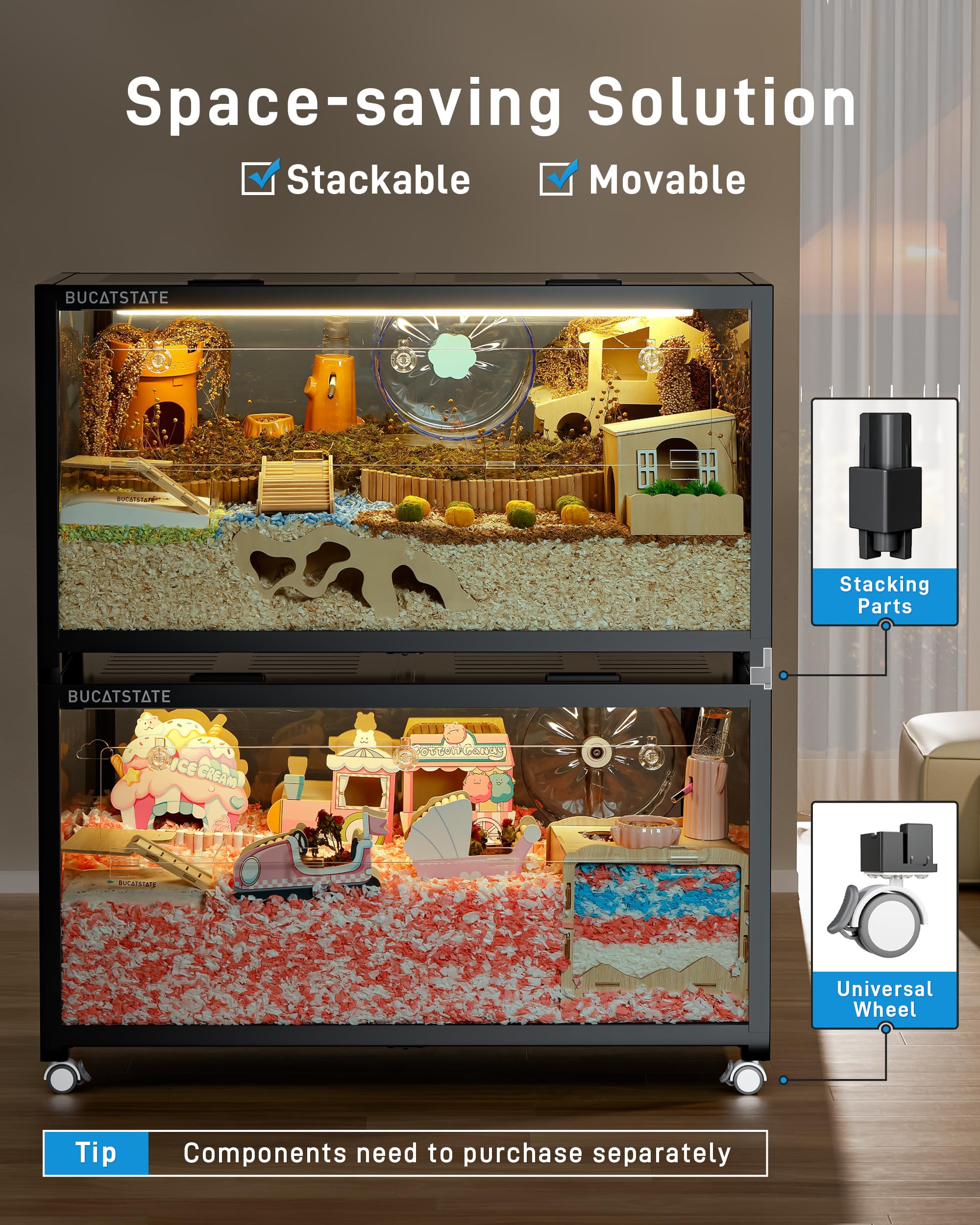 Bucatstate Hamster Cage 3.0: Large Metal Rat Cage Stackable With Top Access Easy Assemble 39.3L X 19.7W X 20.4H Inches Dwarf Syr