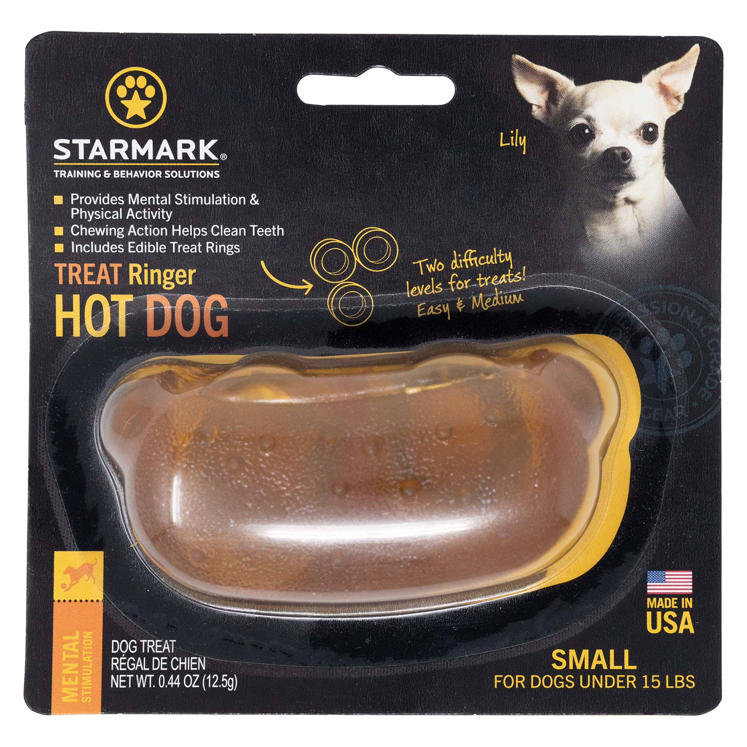 Starmark Treat Ringer Hot Dog Toy for Small Dogs