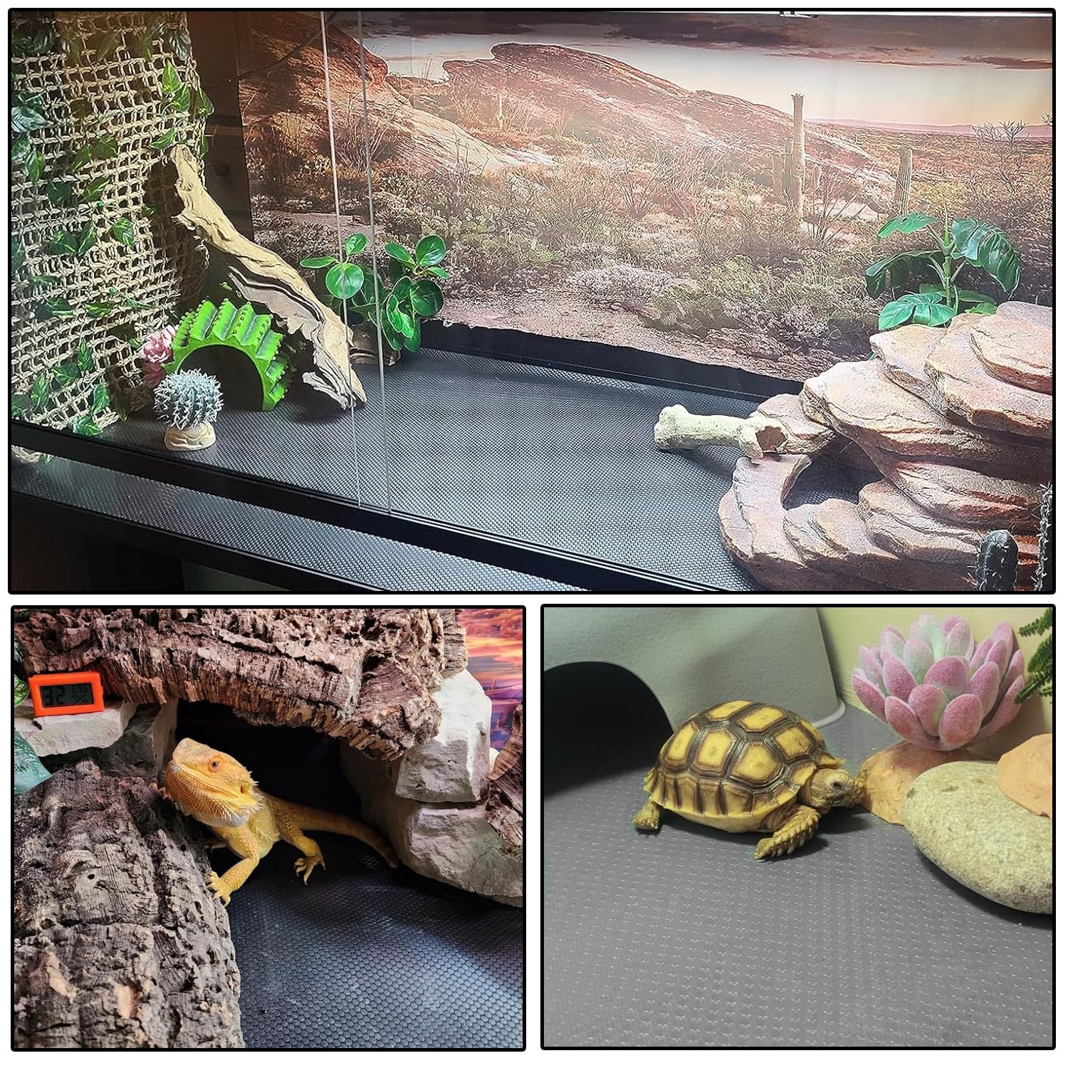 Ruenxg Reptile Carpet Reptile Mat 2 Pack Bearded Dragon Leopard Gecko Substrate Bearded Dragon Tank Flooring Snake Tortoise Bedd