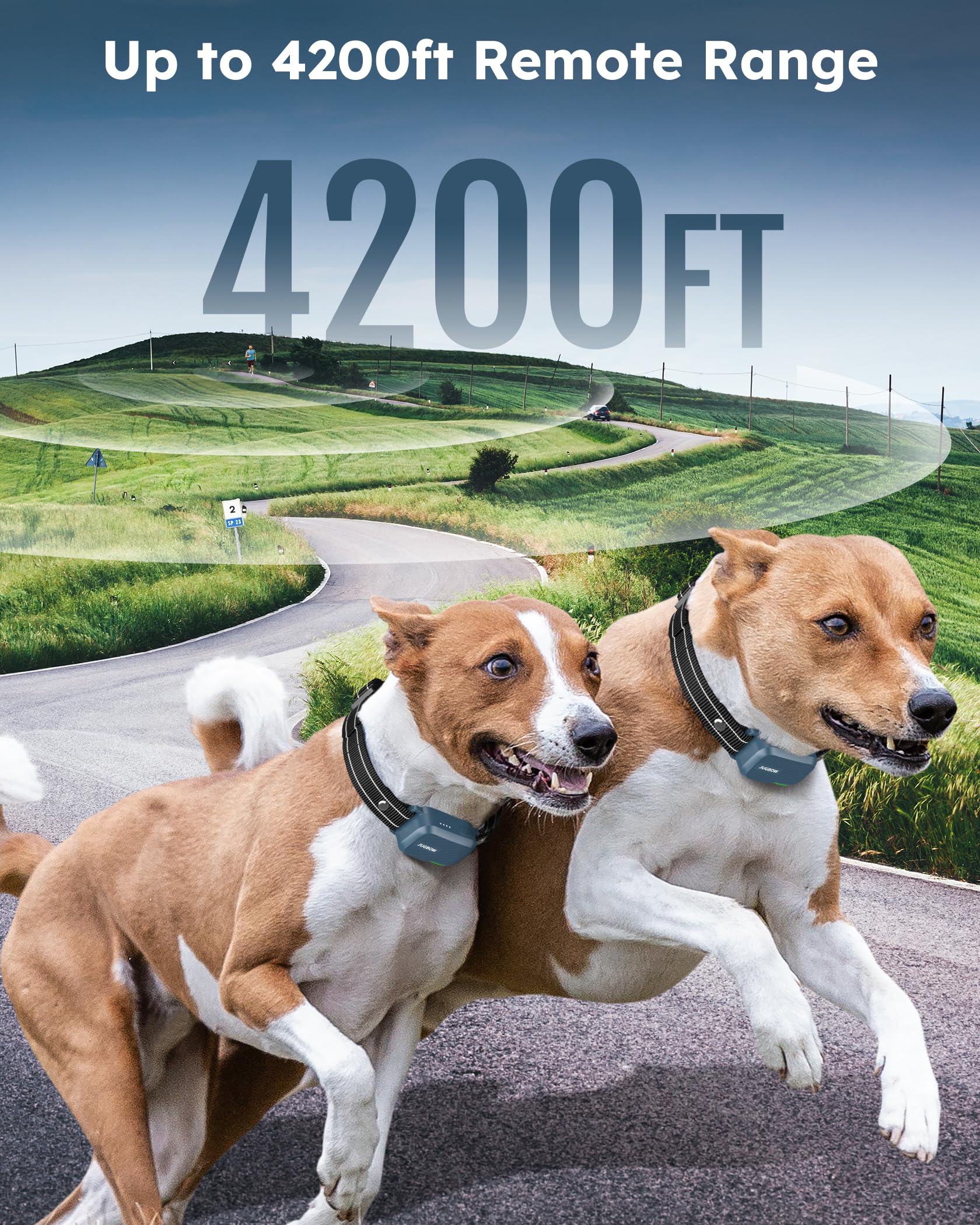 Jugbow Dog Shock Collar 2 Dogs (10-120Lbs) - 4200Ft Dog Training Collar With Remote Ipx7 Waterproof Electric Collar With 4 Training Modes, Rechargeable E-Collar For Lager Medium Small Dog Cyan Blue