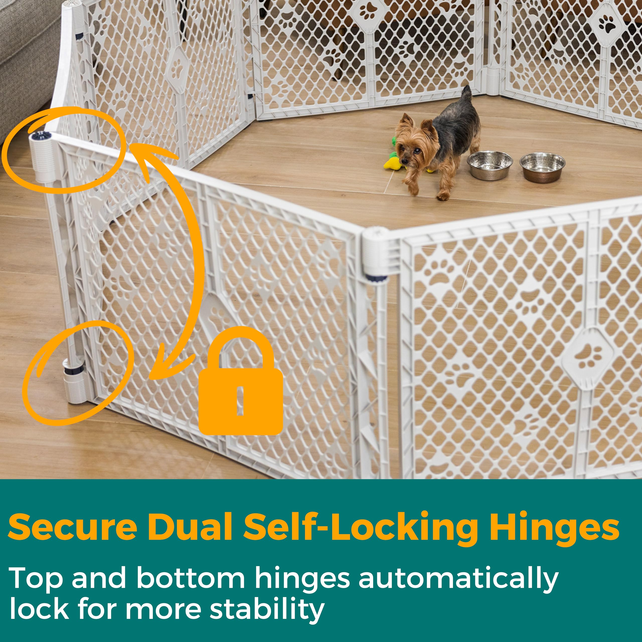 MyPet 8-Panel Paws Petyard, Gray Dog Playpen, Durable & UV-Resistant Puppy Playpen, Indoor/Outdoor Portable Dog Pen, Adjustable