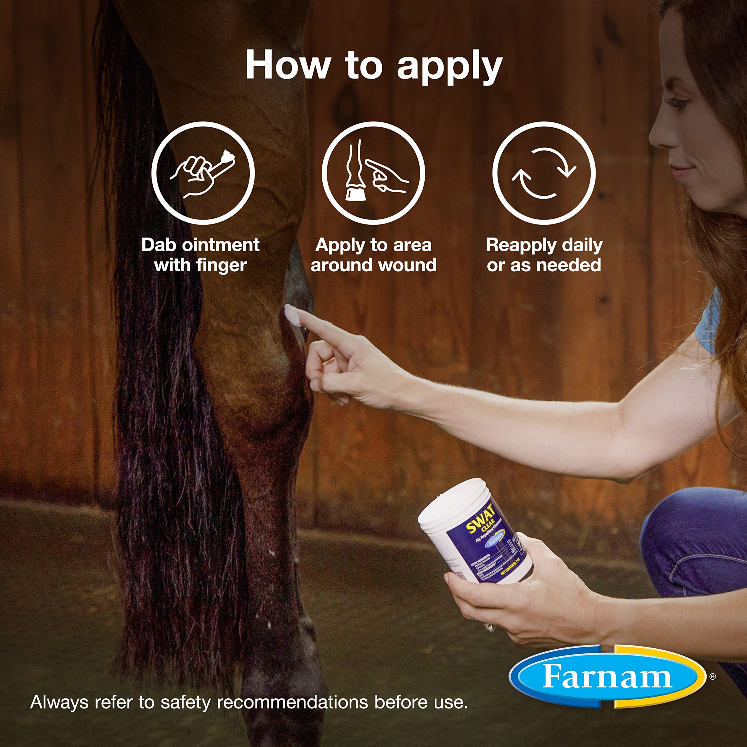 Farnam SWAT CLEAR Fly Control for Horses, Ponies & Dogs - 7 oz Jar, Effective Fly Repellent, Clear Formula