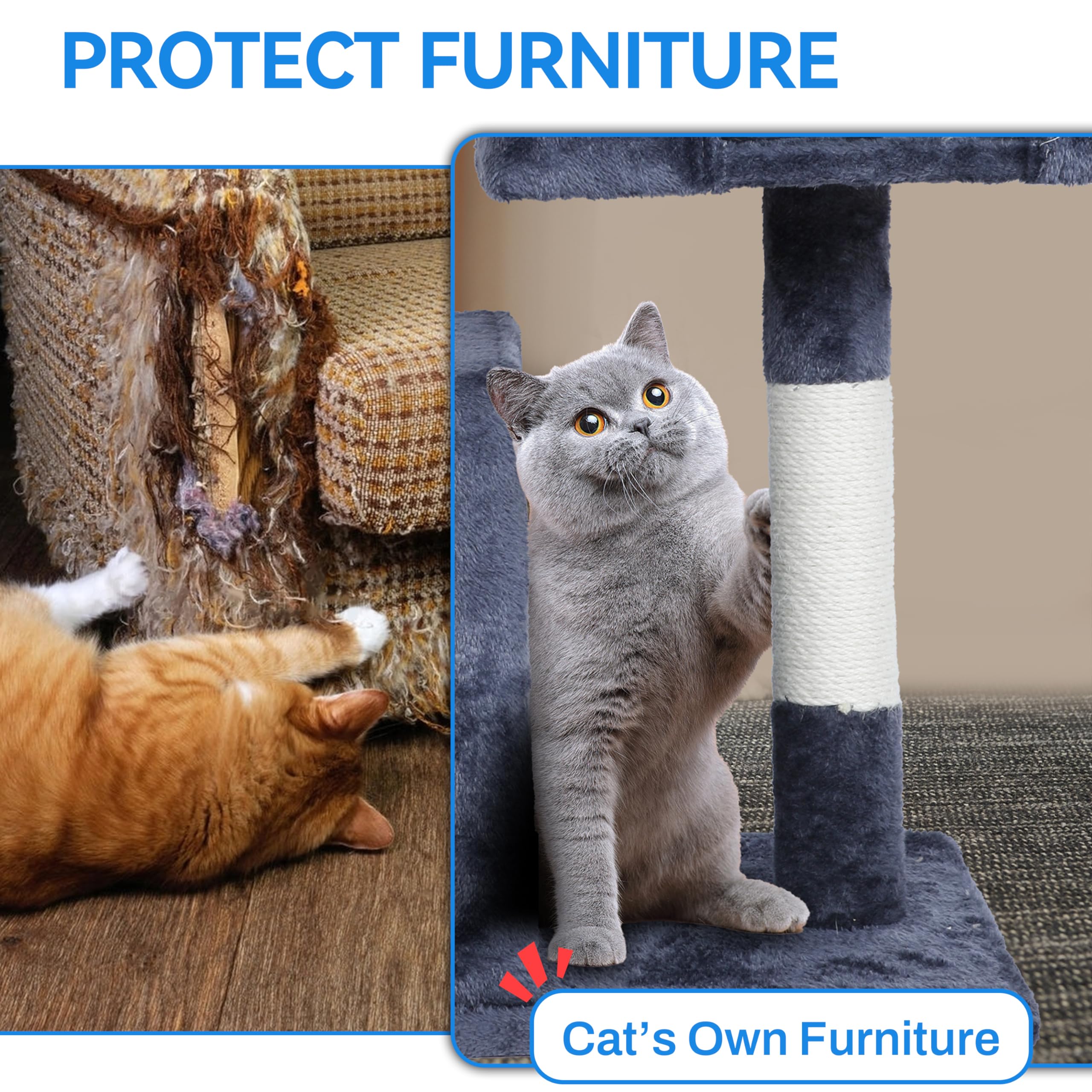 Cat Tree Tower 31 inch, 2 Plush Cat Condos, Cat Tree for Indoor Cats, Cat Scratching Post, Cat Post Scratcher with Perch, Small