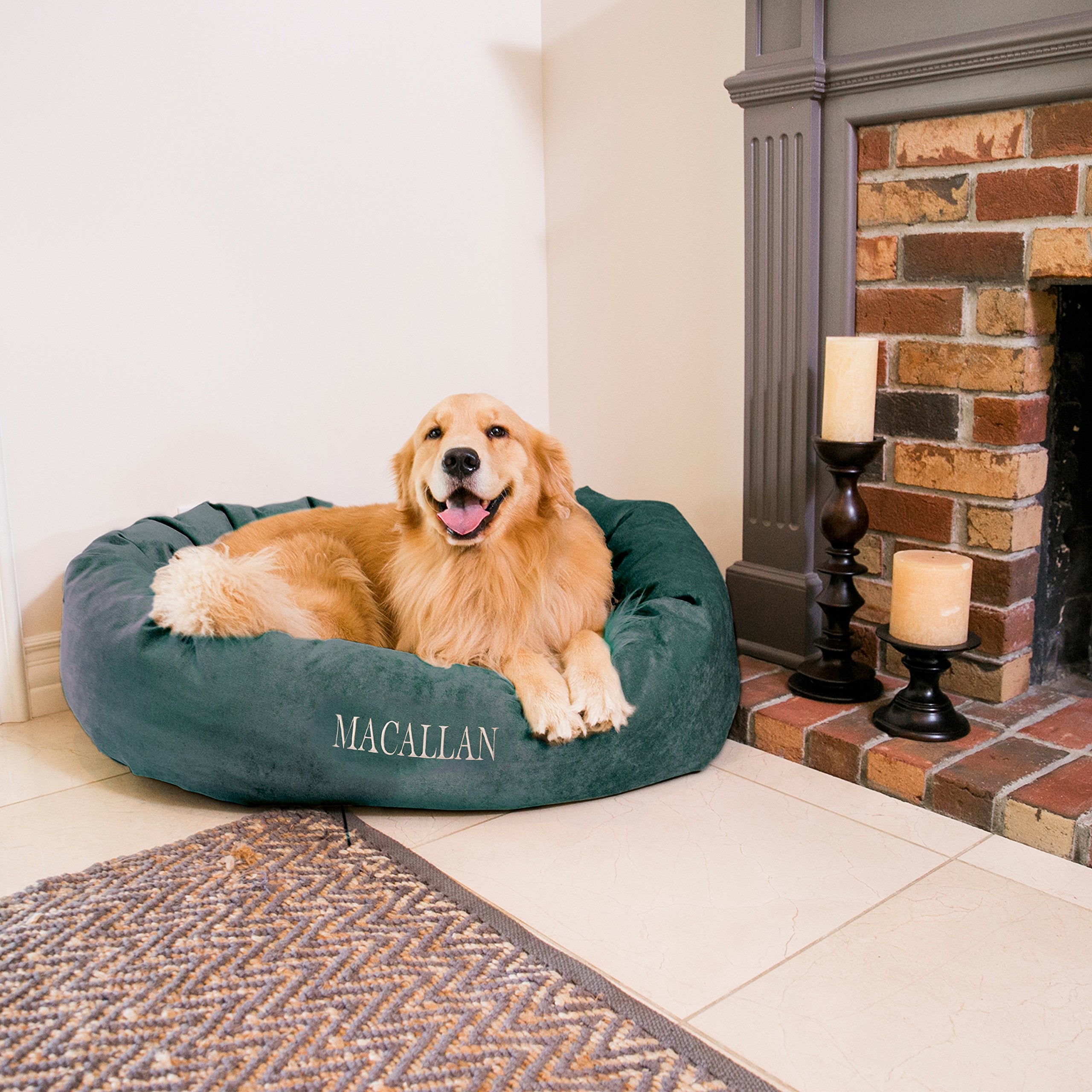 Majestic Pet Personalized Calming Villa Mix Memory Foam Dog Bed - 24 Inch Marine Round Washable Cozy Soft Spine Support