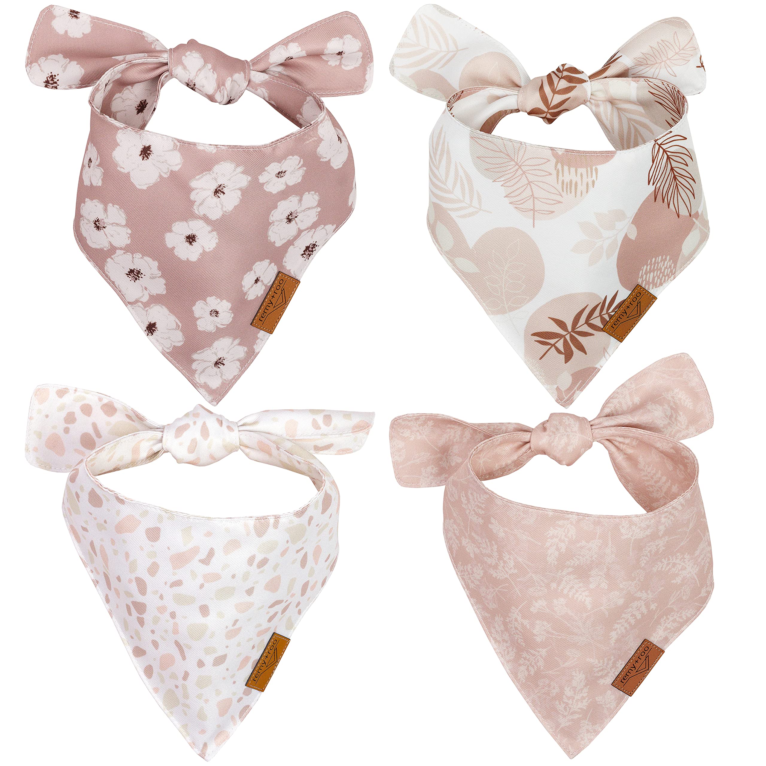 Remy+Roo Small Spring Dog Bandanas - 4 Pack Shannon Set | Premium Durable Adjustable Polyester Fabric | Patented Shape Girl Dog 