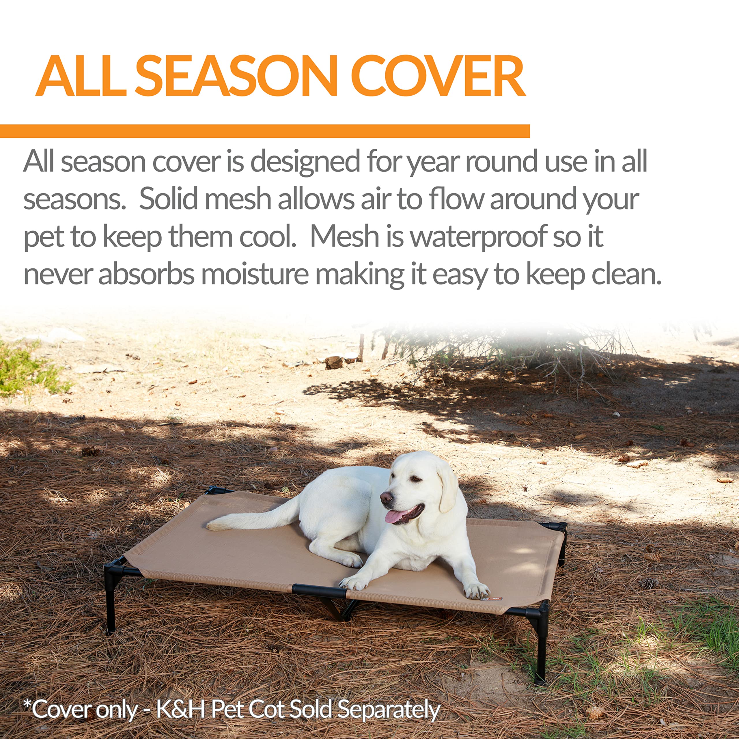 K&H Pet Products Original Pet Cot All Season Replacement Cover (Cot Sold Separately) Tan X-Large 32 X 50 Inches
