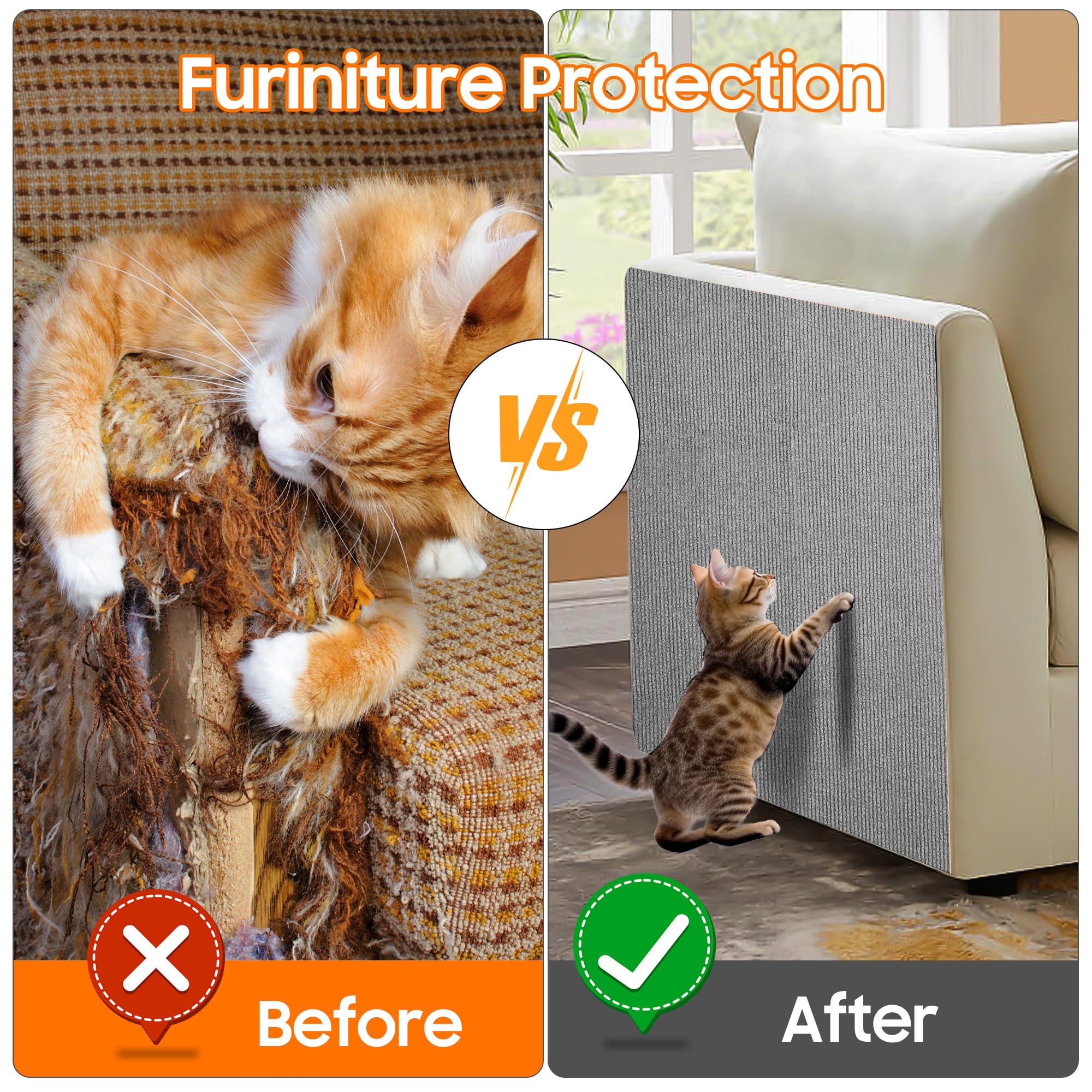 Cat Scratcher Couch Protector - Cat Scratch Furniture Protector For Sofa, Couch Protector From Cat Claws, Cat Scratch Pad & Scra