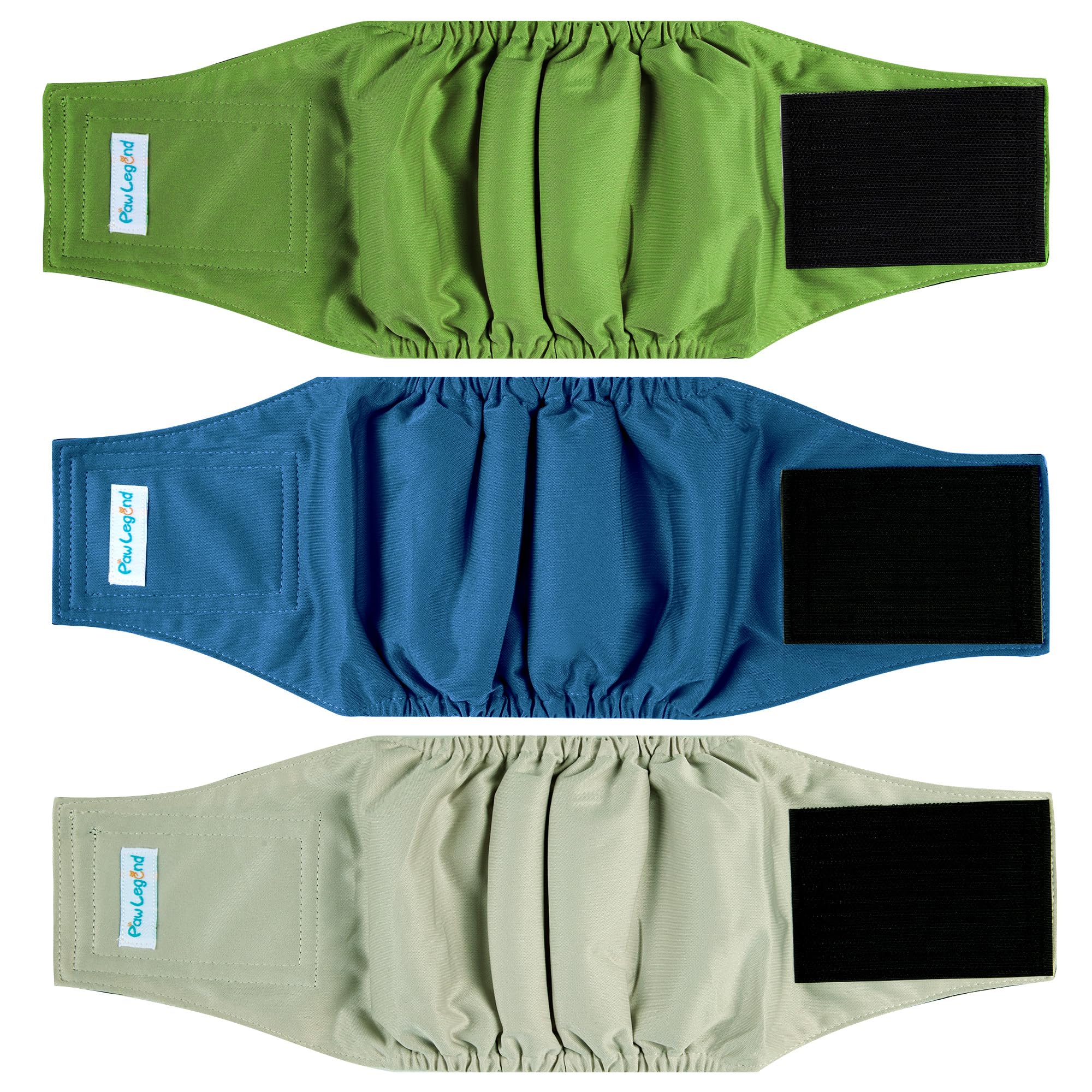 Paw Legend Washable Dog Belly Band Wrap Diapers For Male Dog | High Absorbing Puppy & Doggy Diapers Male (3 Pack,Army,Grey,Navy,Xx-Large)