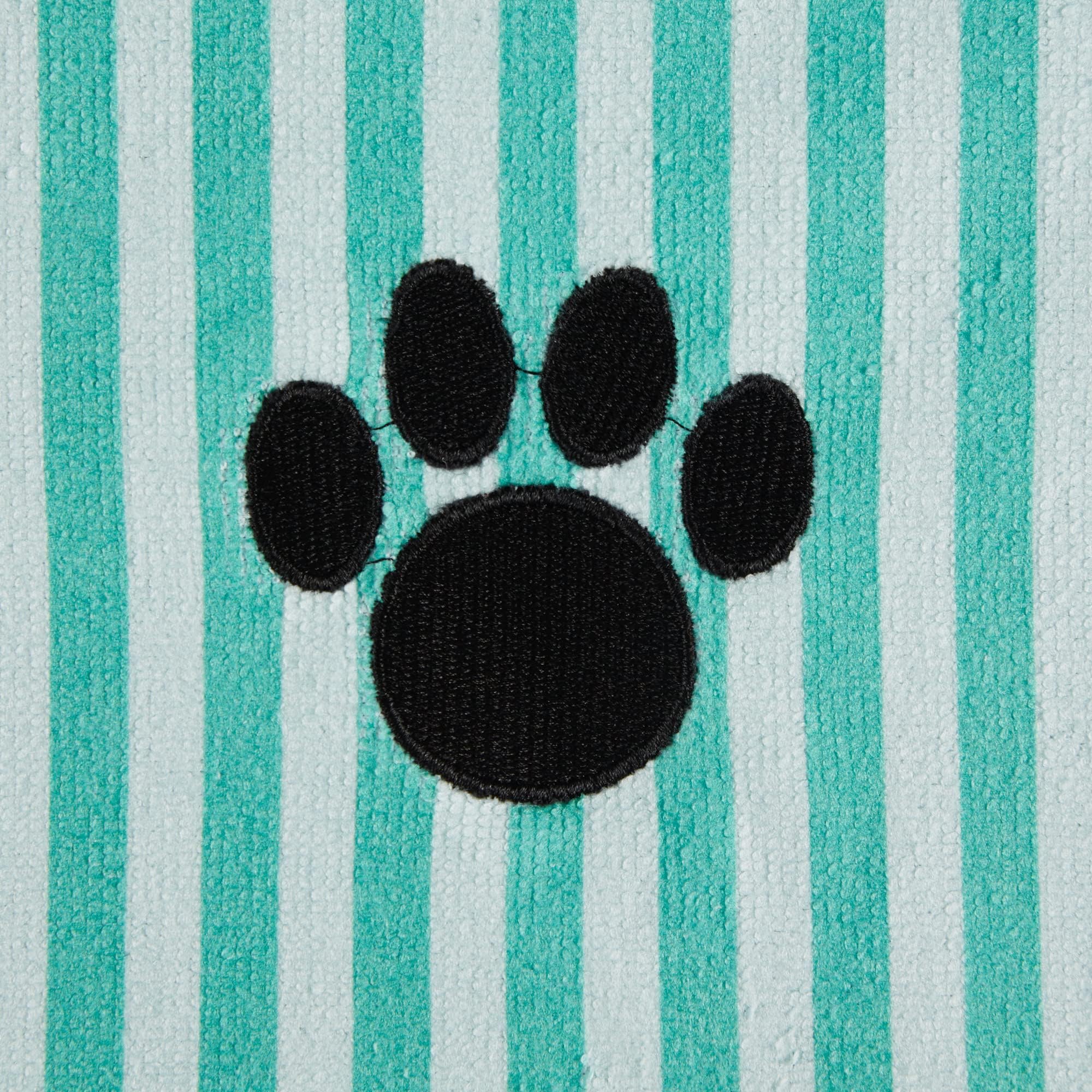 Bone Dry Pet Grooming Towel Collection Absorbent Microfiber X-Large, 41X23.5'', Striped Aqua