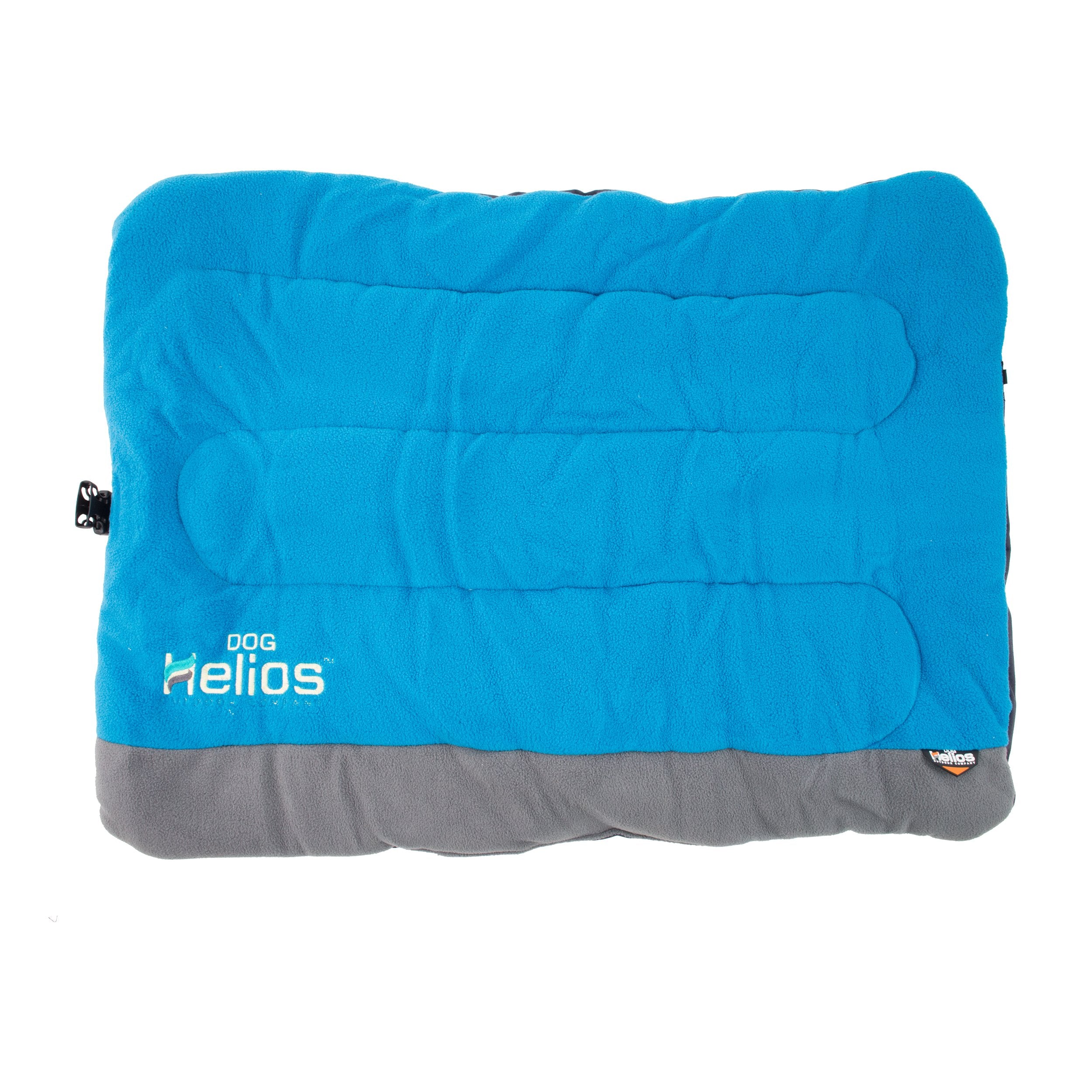 DOGHELIOS 'Combat-Terrain' Cordura-Nyco Reversible Nylon and Polar Fleece Travel Camping Folding Pet Dog Bed Mat, Medium, Blue, Grey