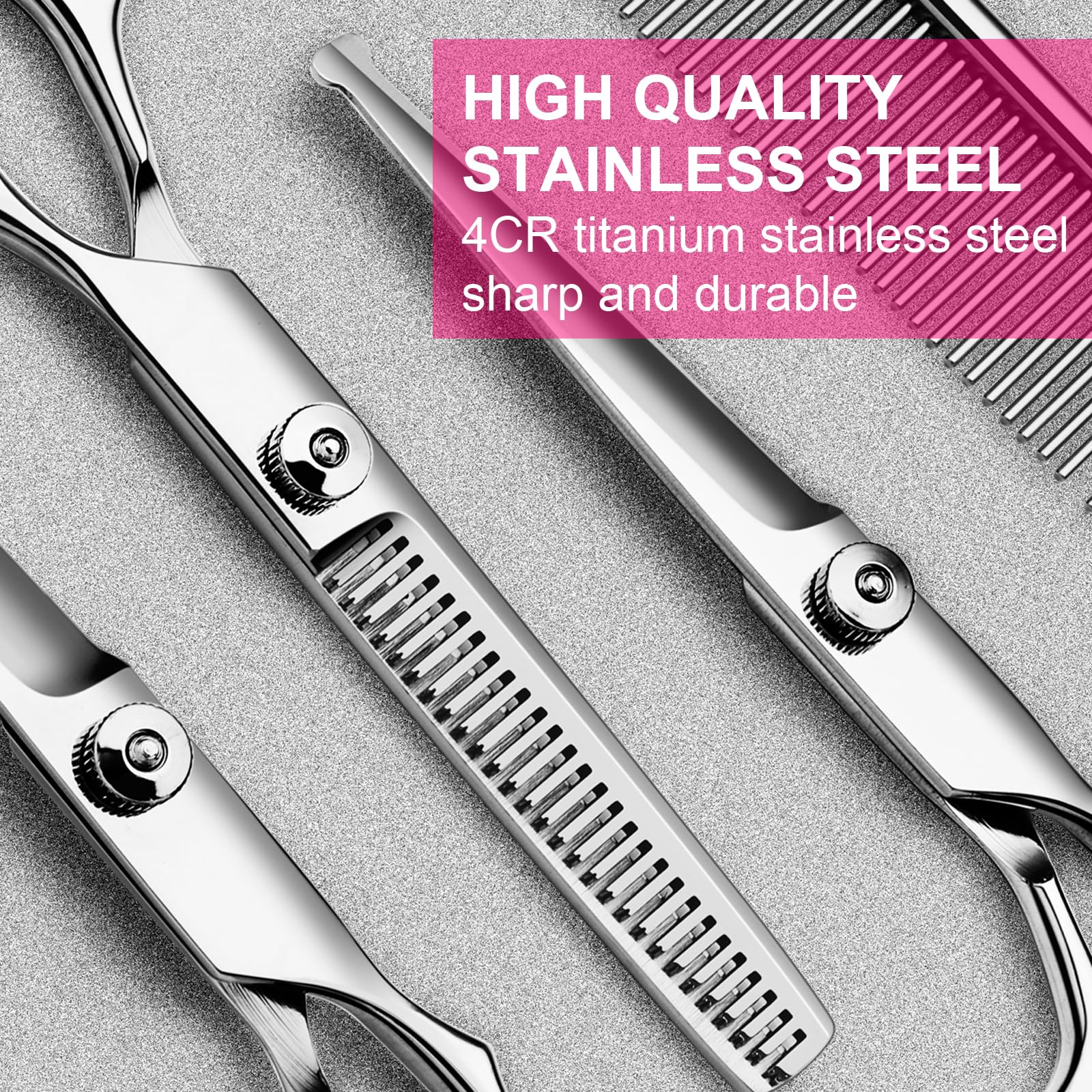 Tinmarda Dog Grooming Scissors Set With Safety Round Tips, Sharp And Durable Titanium Coated Professional Kit For Dogs And Cats