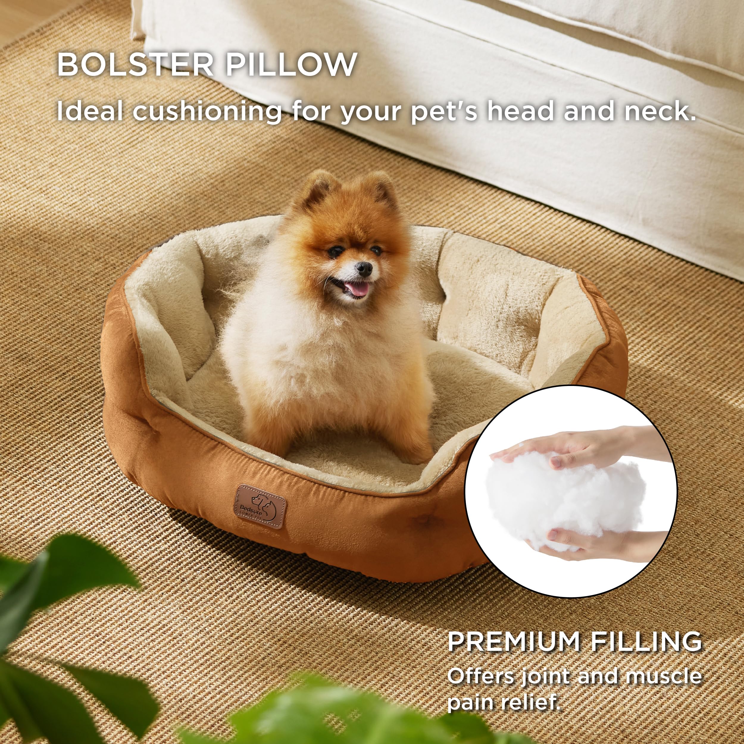 Bedsure Dog Beds For Small Dogs - Round Cat Beds For Indoor Cats, Washable Pet Bed For Puppy And Kitten With Slip-Resistant Bottom, 25 Inches, Terracotta