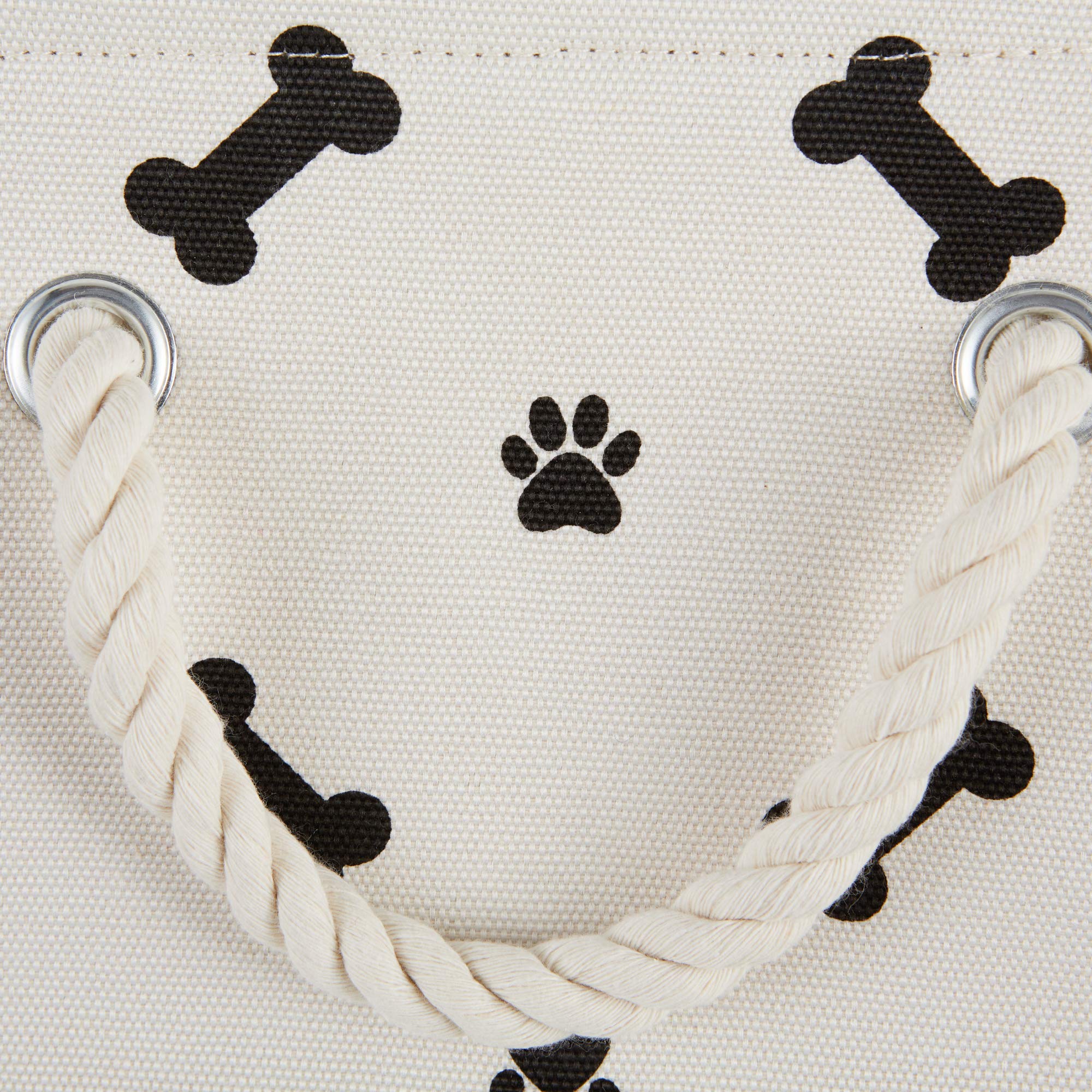 Bone Dry Pet Storage Collection Paw and Bone Print, Small Rectangle, 14x8x9, Black