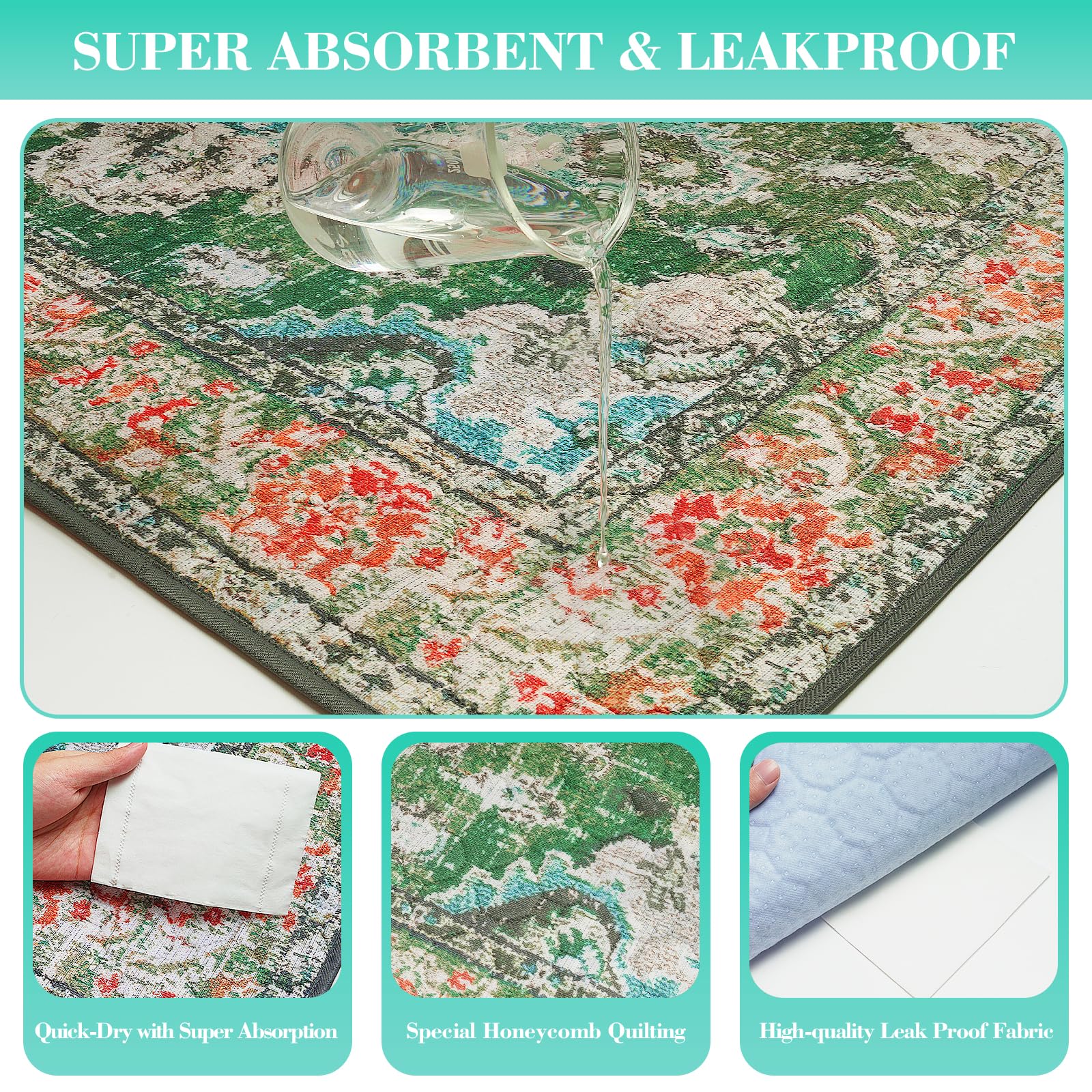 Non-Slip Dog Washable Pee Pad Extra Large 72 x 72, Boho Rusable Pee Pad for Dogs, Pet Training Pad for Playpen Mat, Waterproof D
