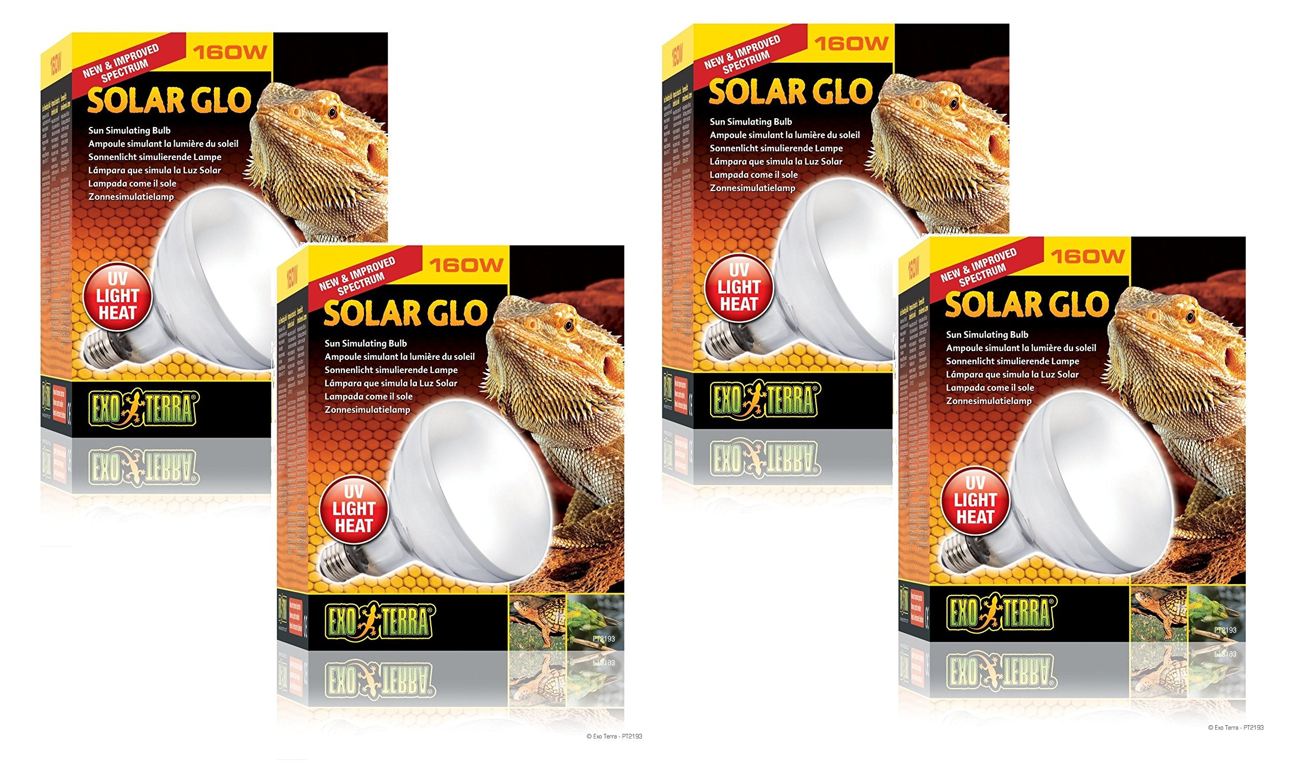 Exo Terra (4 Pack) Solar-Glo High Intensity Self-Ballasted Uv/Heat Mercury Vapor Lamp, 160 Watt