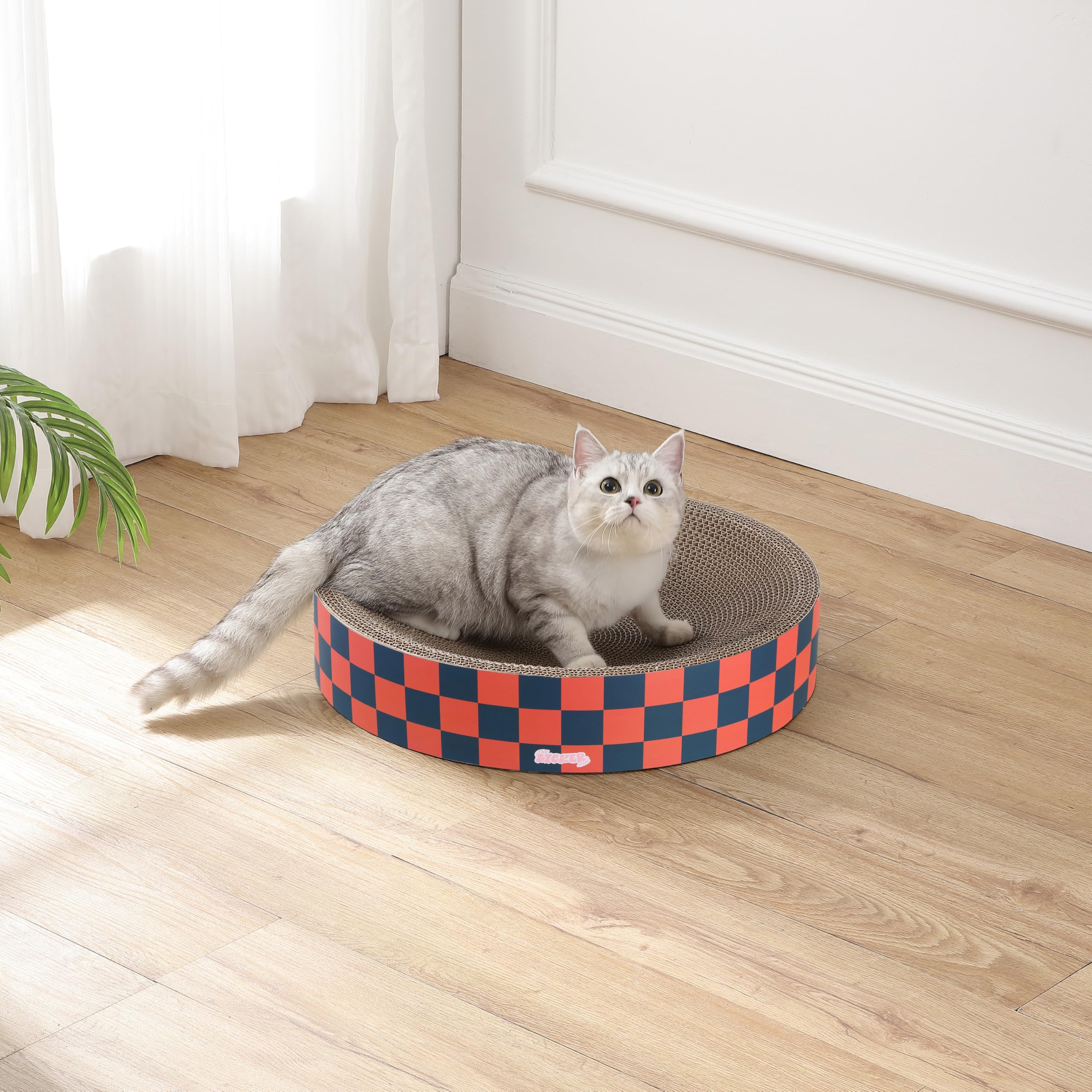 The Licker Store Csr1010D Nelson 20.13 Modern Cardboard Round Bowl Cat Scratcher With Catnip, Berry Cherry