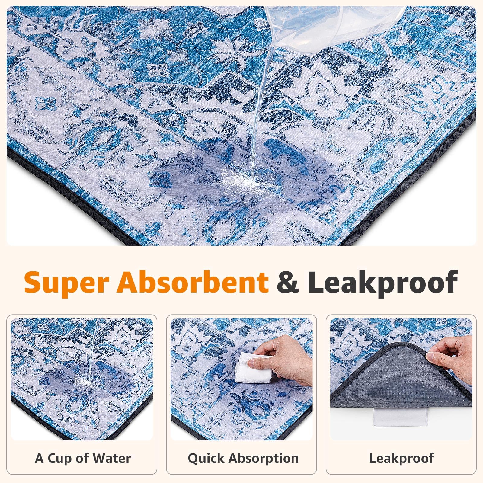 LOOBANI Washable Pee Pads for Dogs, 2 Pack Super Absorbent Reusable Puppy Pads Leakproof Dog Traning Pads, Waterproof Non-Slip W