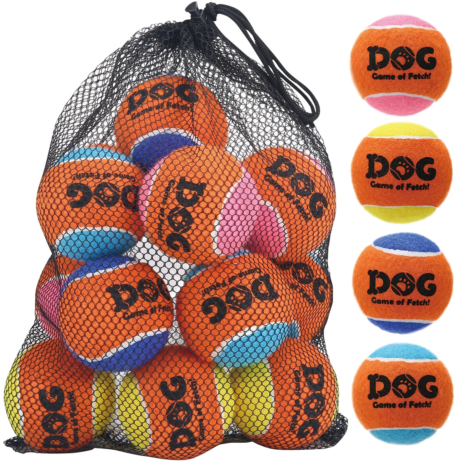 AMA SPORT Squeaky Tennis Balls for Dogs 2.5 Small Medium Dog Tennis Balls for Throwing and Fetching Dog Toys for Training, Exerc