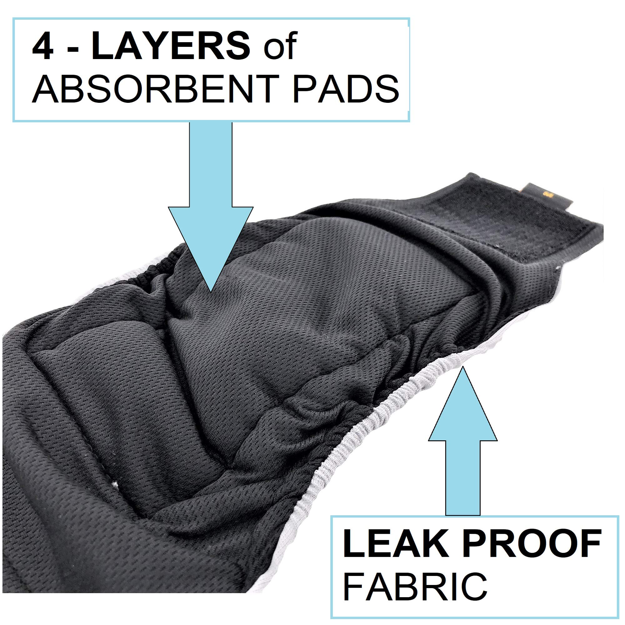 Pack of 3 or 6 Male Dog Diapers 4 - Layers of Absorbent Pads Waterproof Leak Proof Belly Band Wrap Washable (XL: Waist 20 - 26,