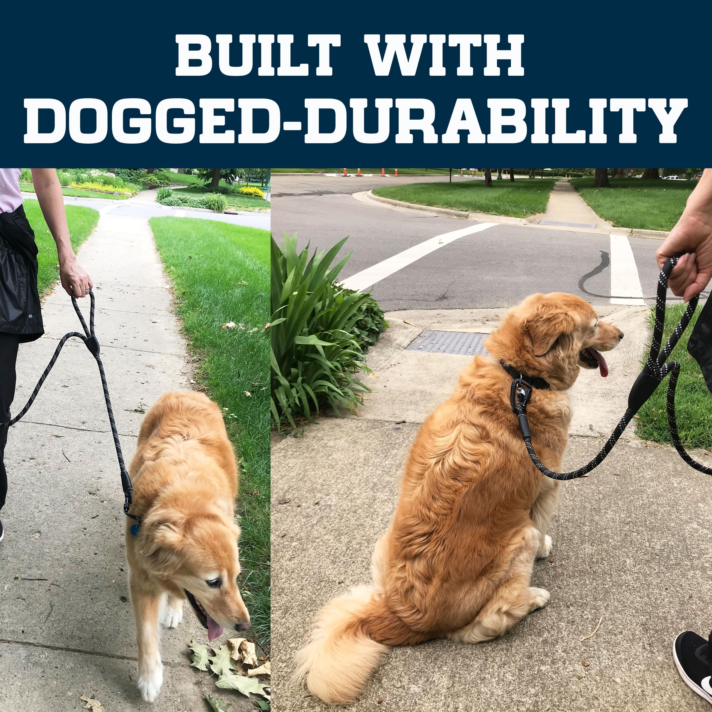 Double-Handle Rope Dog Leash With Locking Carabiner ?Reflective Traffic Leash For Large, Medium, And Small Dogs ?Heavy-Duty And Comfortable For Walking, Training, And Hiking (6 Feet)