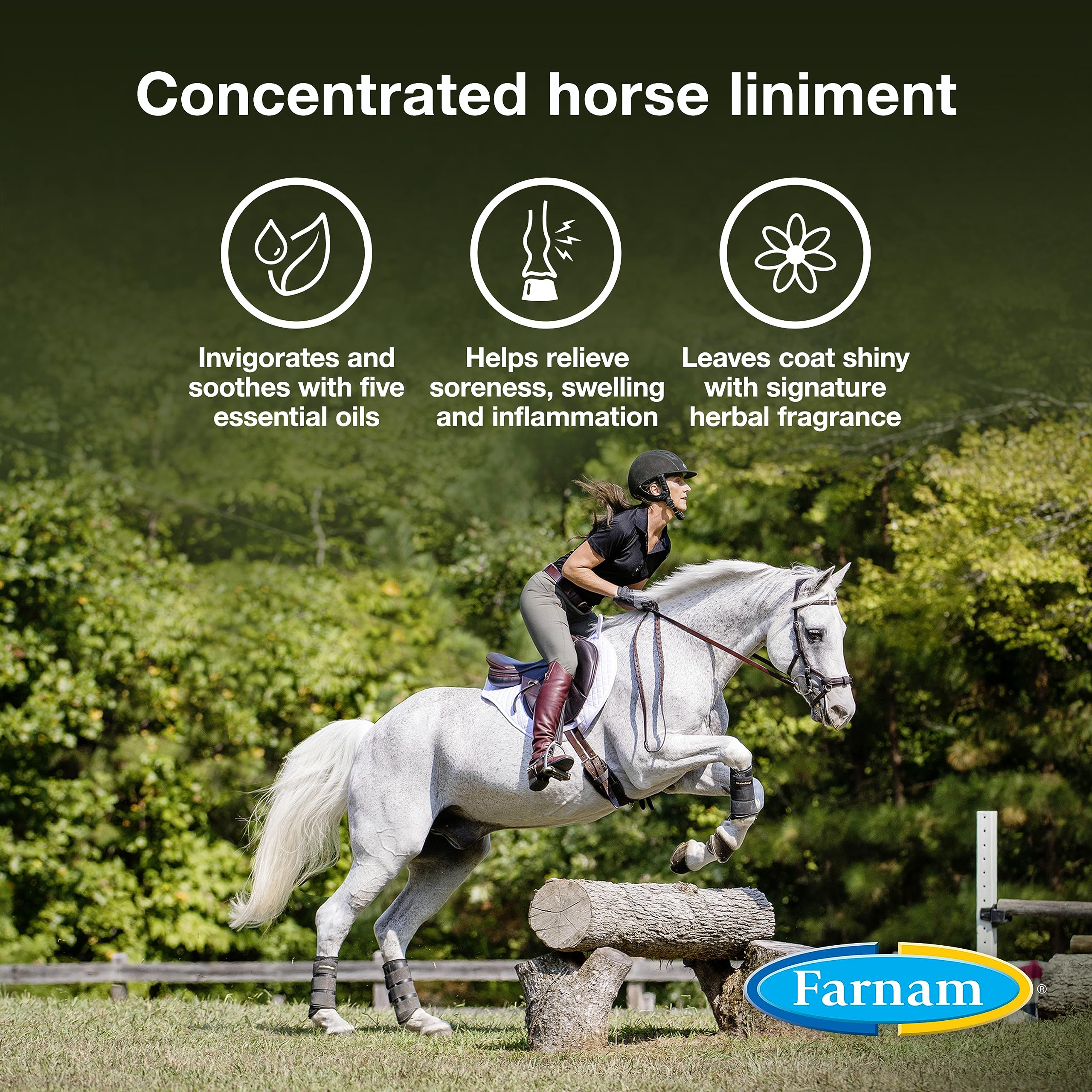Farnam Vetrolin Horse Liniment for Muscle Soreness, Stiffness and Inflammation Relief on Horses, Helps Reduce Swelling, Aids in