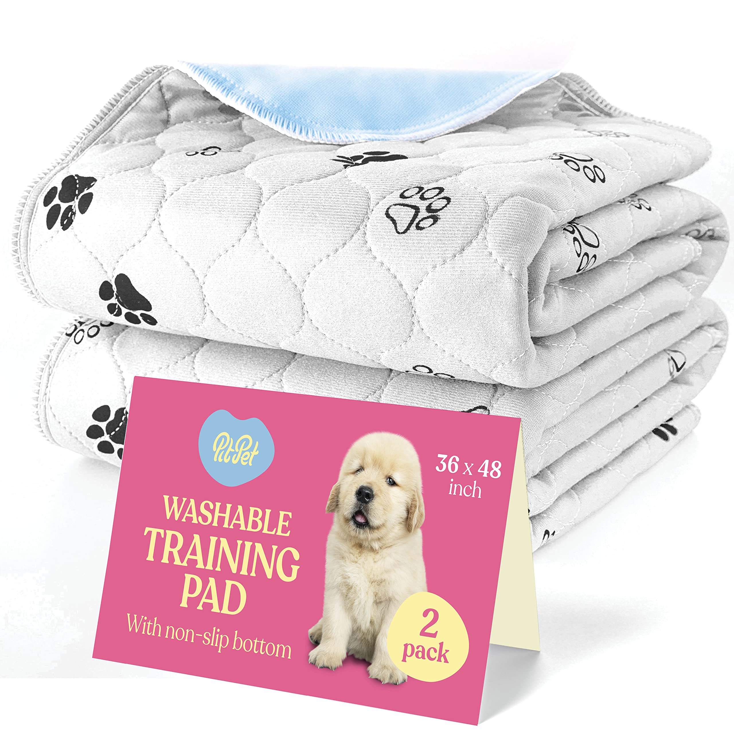 Super Absorbent Washable Pee Pads For Dogs - 2-Pack Superior Reusable Puppy Pads Pet Training Pads -100% Waterproof Dog Pee Pad Protects Against Urine Leakage Non-Slip Grip Prevents Slipping& Bunching