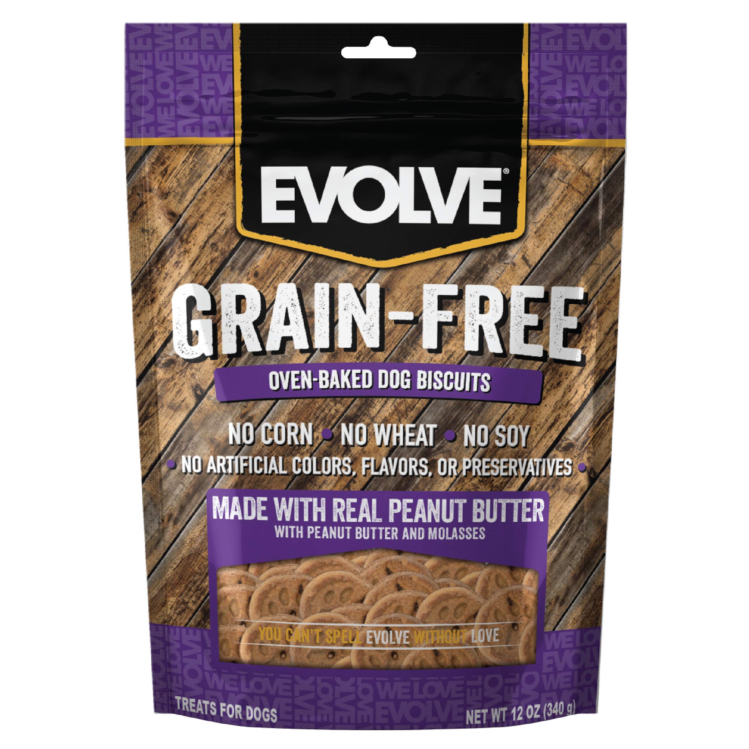 Evolve Grain Free Dog Biscuits with Real Peanut Butter and Molasses