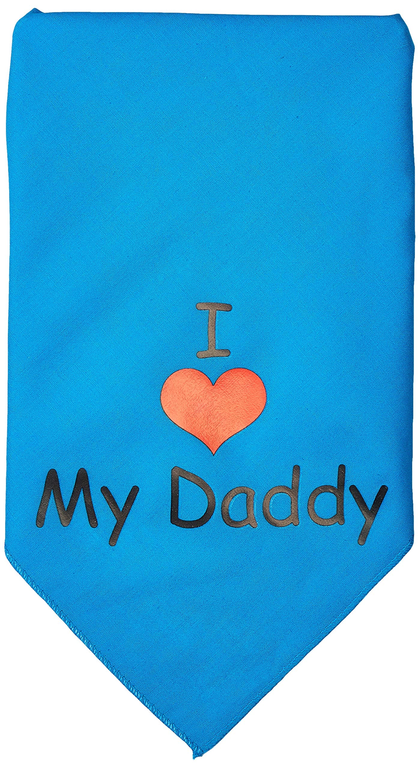 Pet and Dog Bandana Screen Printed, &quot;I Love My Daddy&quot; Turquoise Small