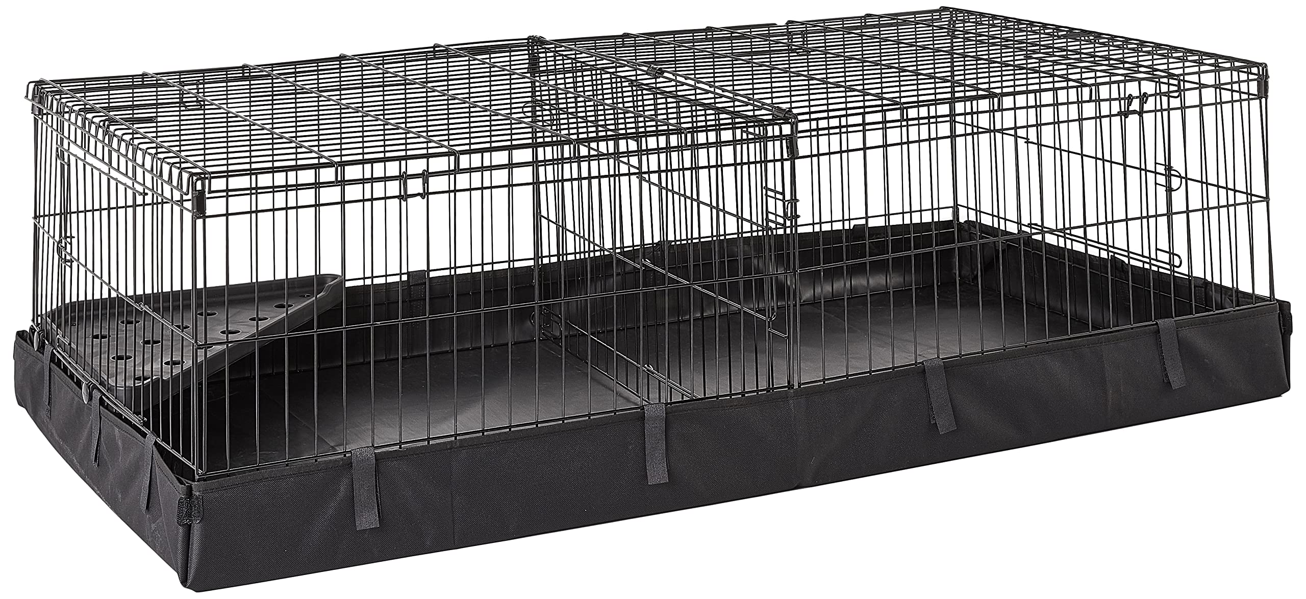 Amazon Basics Leakproof Canvas Bottom Guinea Pig Pet Cage With Divider Set, Black, 47.6'L X 24.2'W X 14.0'H