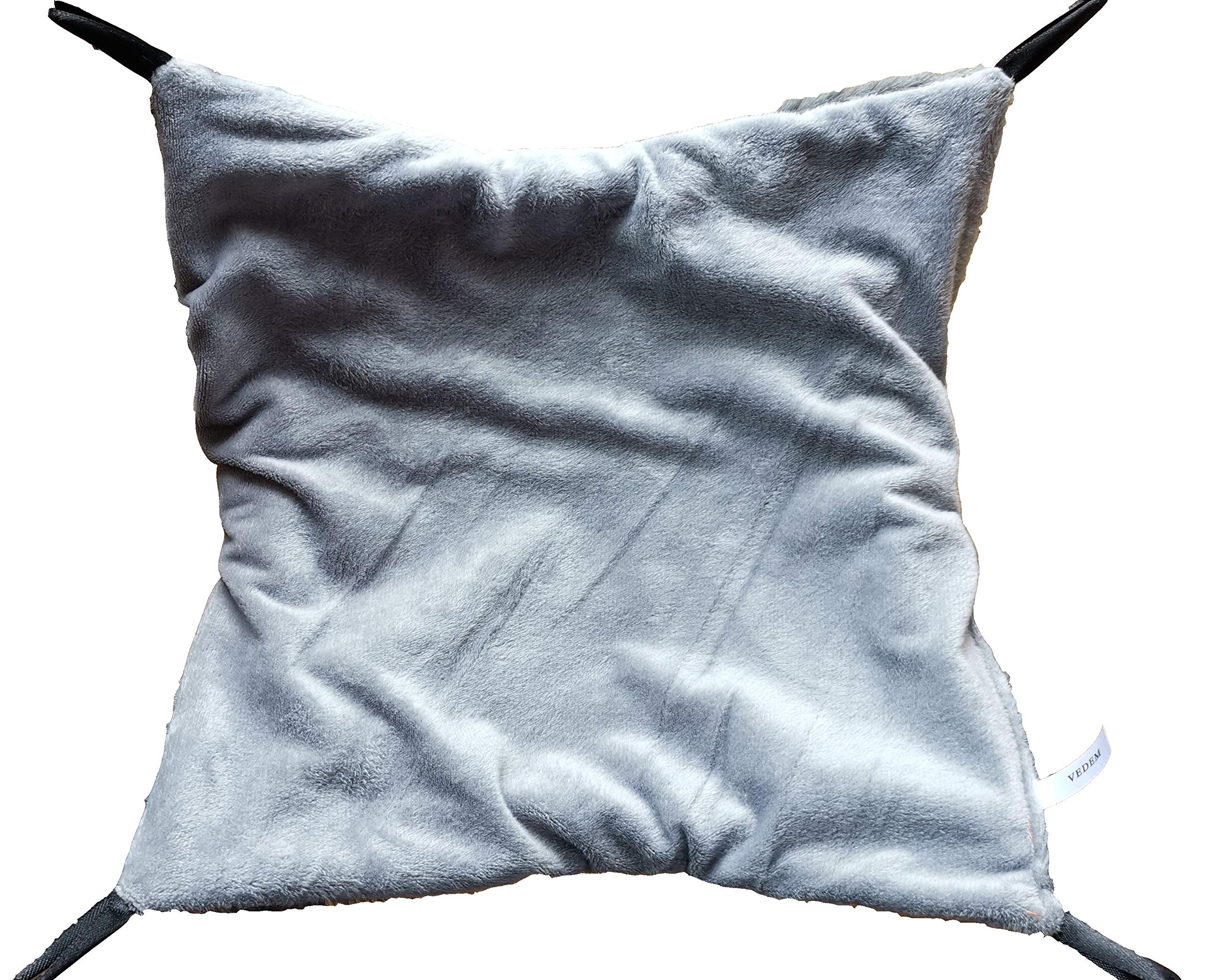 Vedem Small Animals Warm Plush Triple Bunkbed Cage Hanging Hammock Bed Hideout For Sugar Glider Ferret Squirrel (Grey)