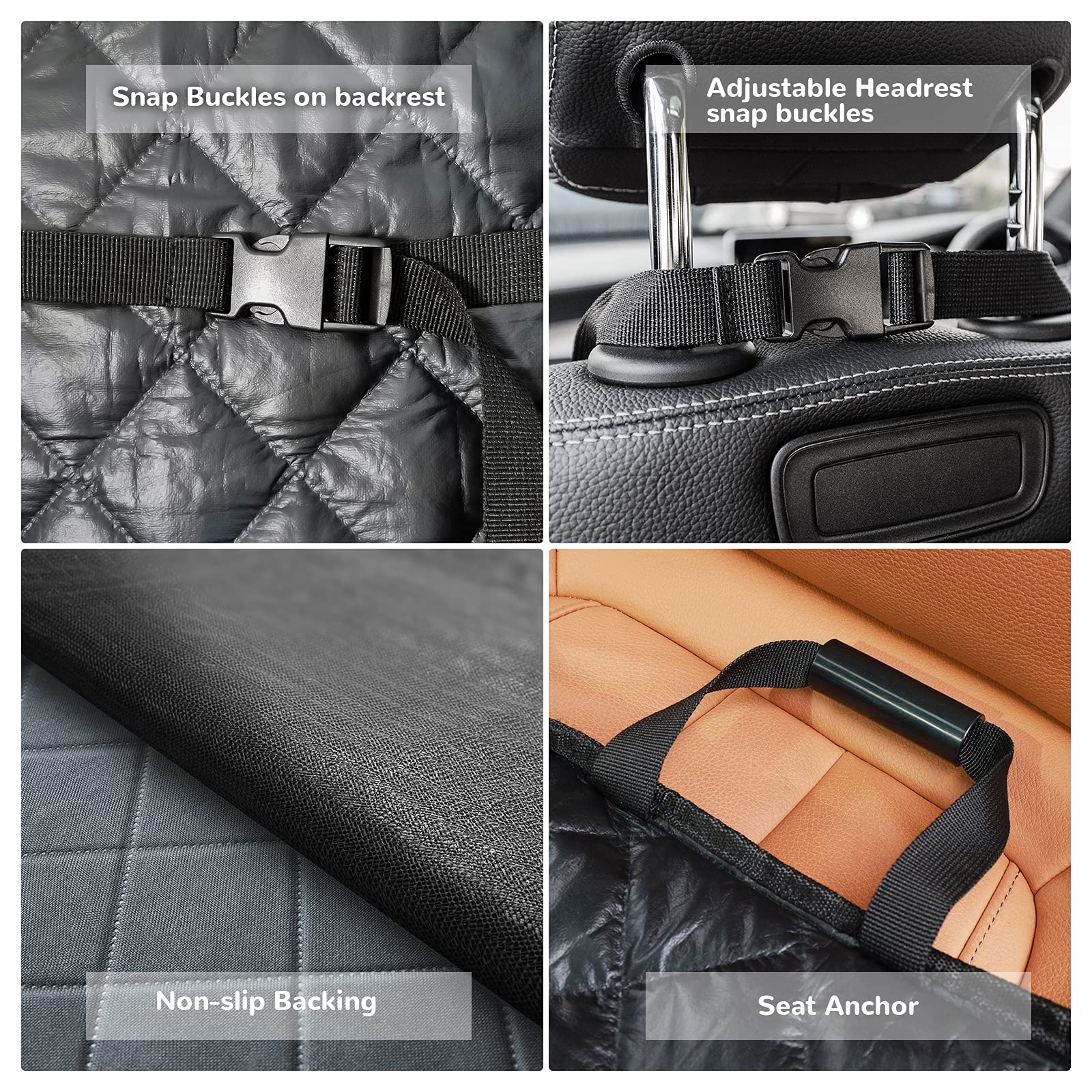 Urpower Car Seat Cover For Front Seat, 100% Waterproof Dog Seat Protector With Pocket, Nonslip & Quilted Pet Cover With Elastic