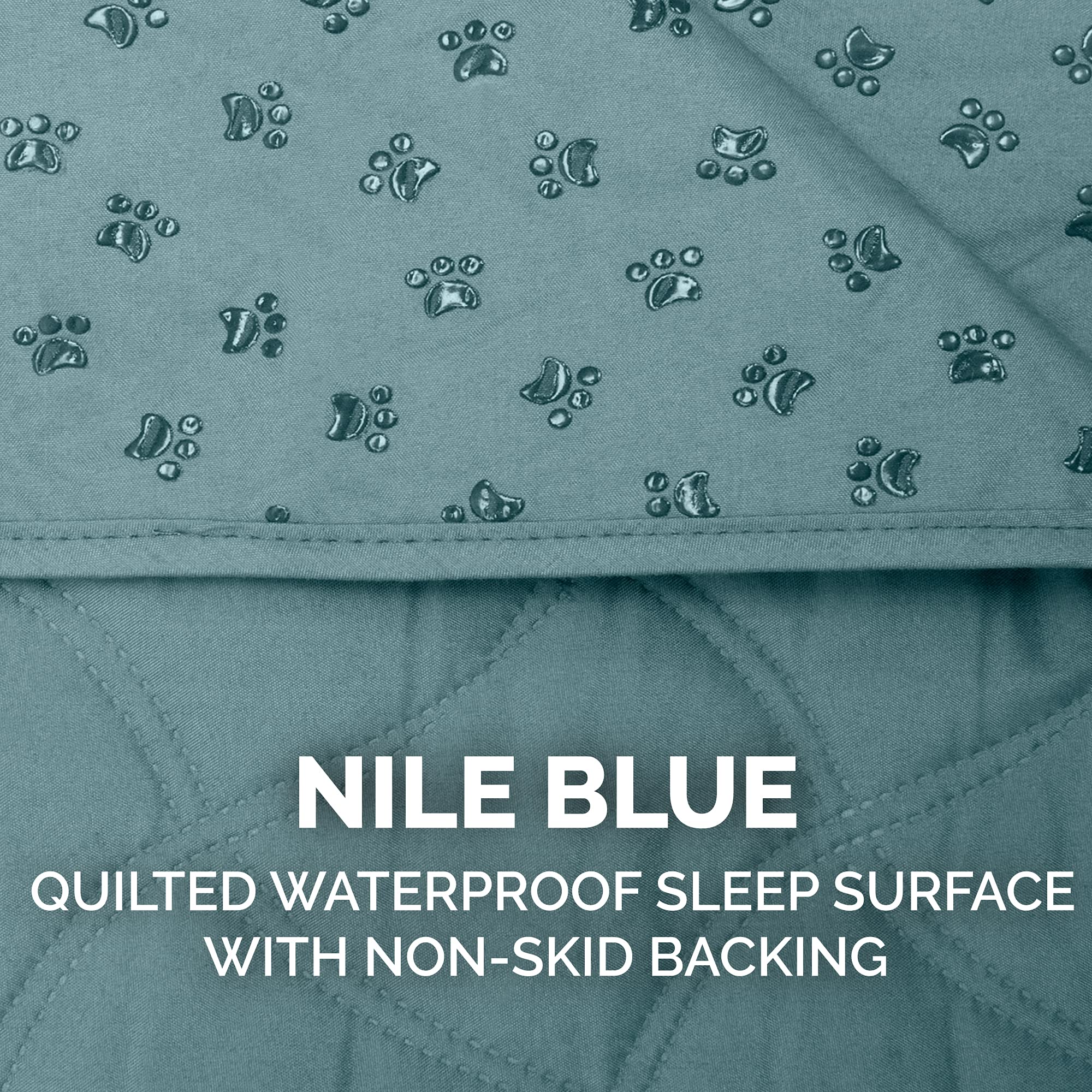 Furhaven Large/Queen Size Waterproof & Non Slip Quilted Twill Mattress Furniture Protector Cover, Washable - Nile Blue, Large/Queen Size