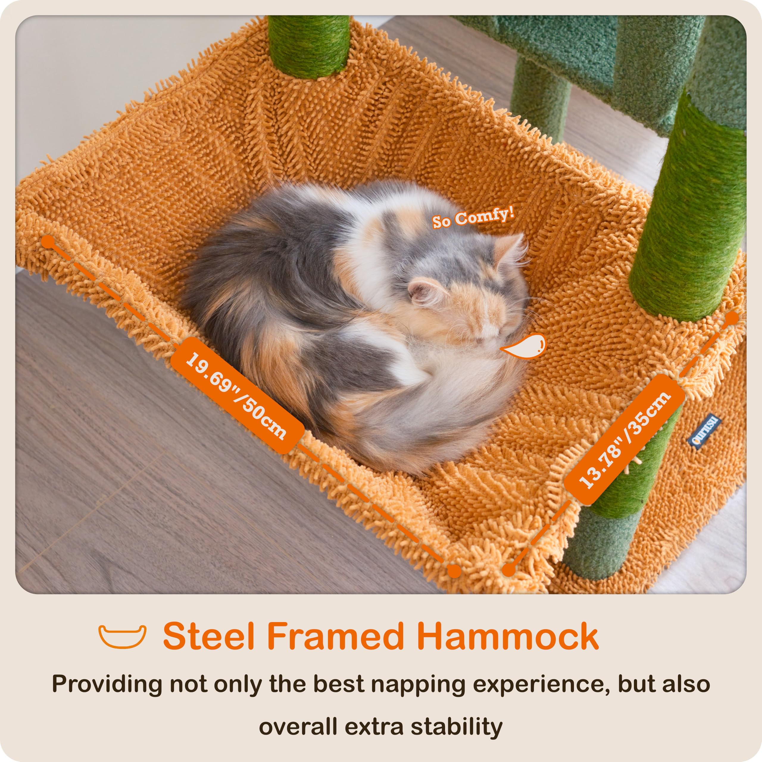 Ouritsu Cat Tree, 57 Inch Cat Tower For Large Cat Indoor, 2 Top Perches With 1 Widened, 2 Condos With 1 Enlarged, Steel Frame Ha