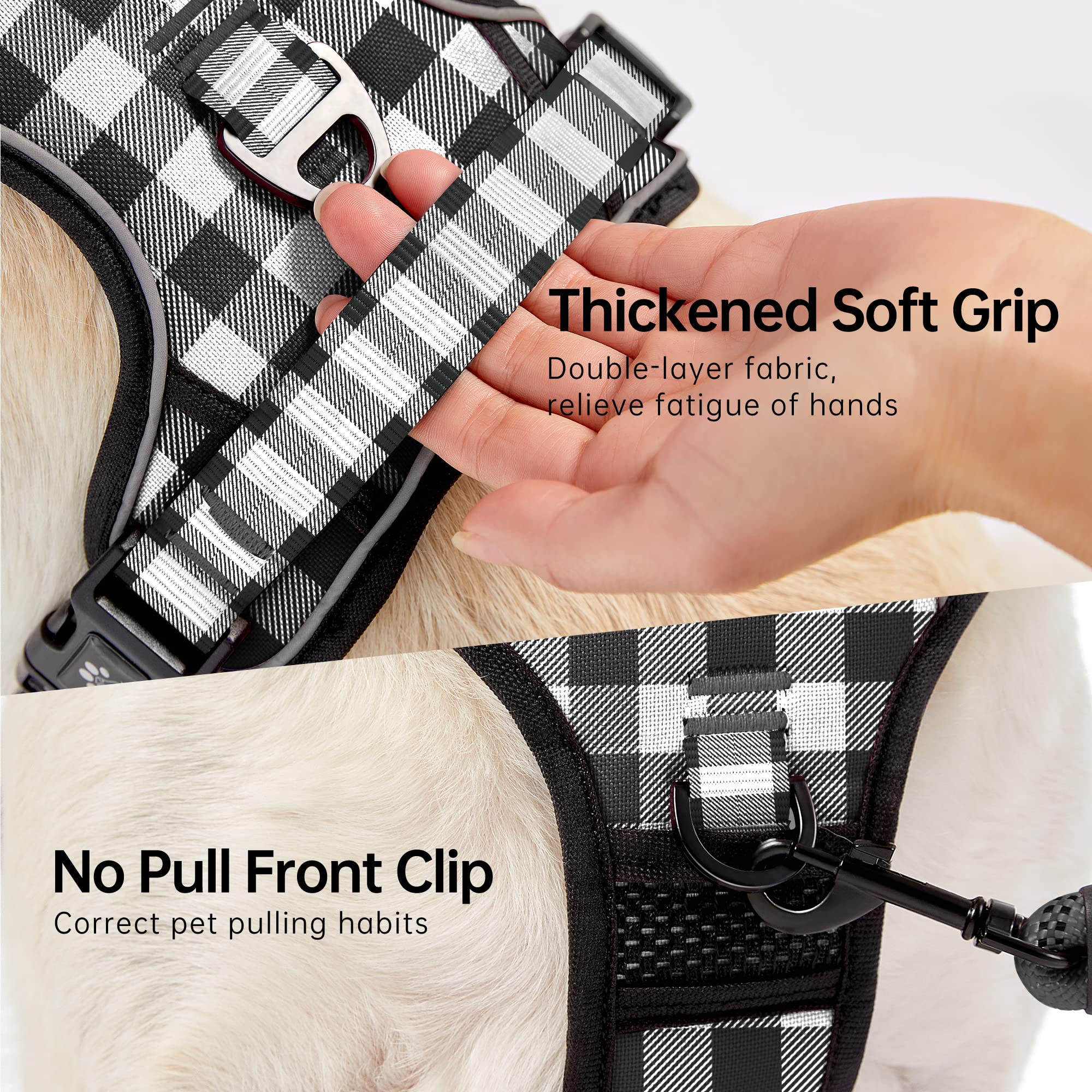 Nestroad No Pull Dog Harness With Leash, Reflective No Choke Pet Vest Harness,Adjustable Soft Padded Dog Harness With Easy Contr