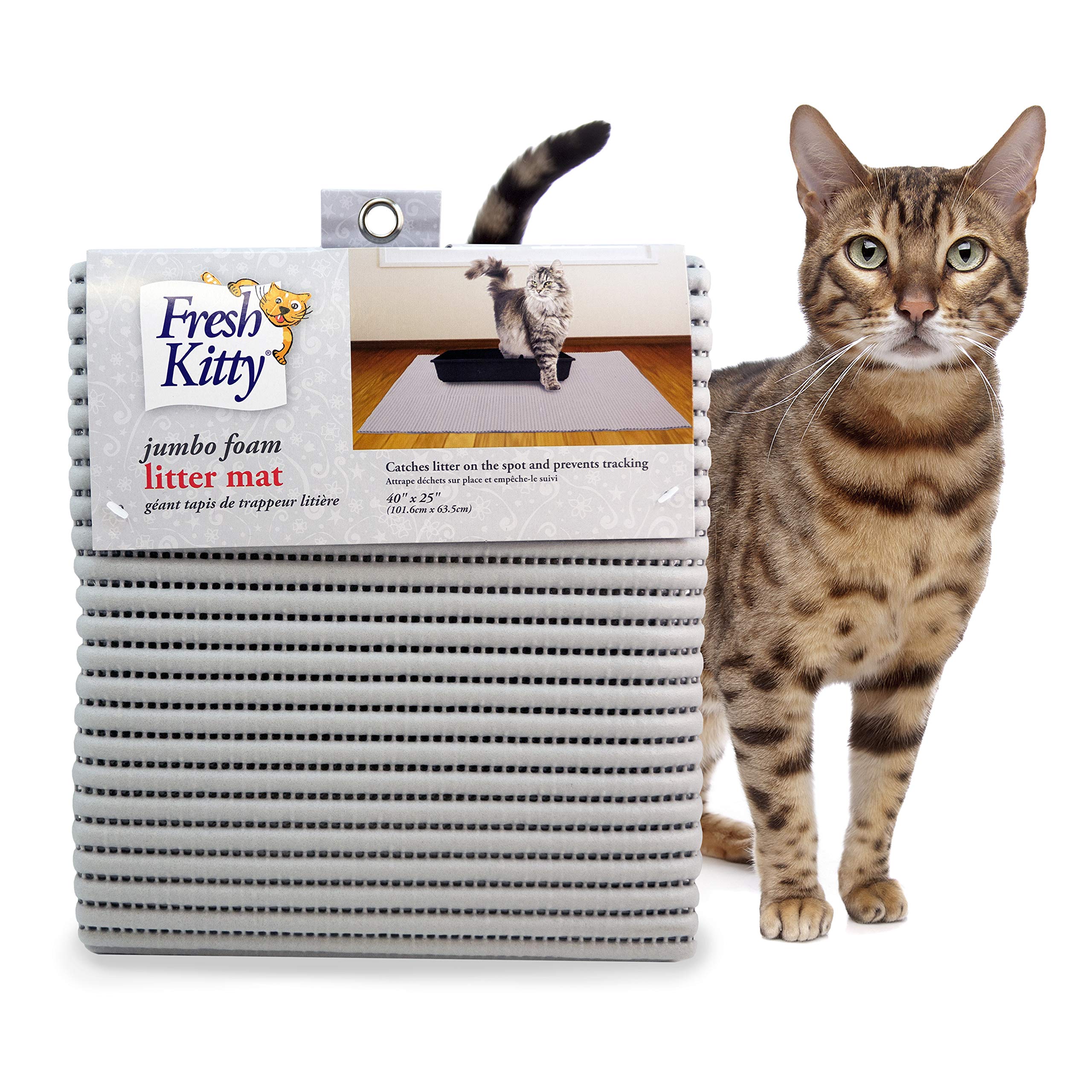 Fresh Kitty Durable Xl Jumbo Foam Litter Mat – Phthalate And Bpa Free, Water Resistant, Traps Litter From Box, Scatter Control, Easy Clean Mats – Gray, Model Number: 9051