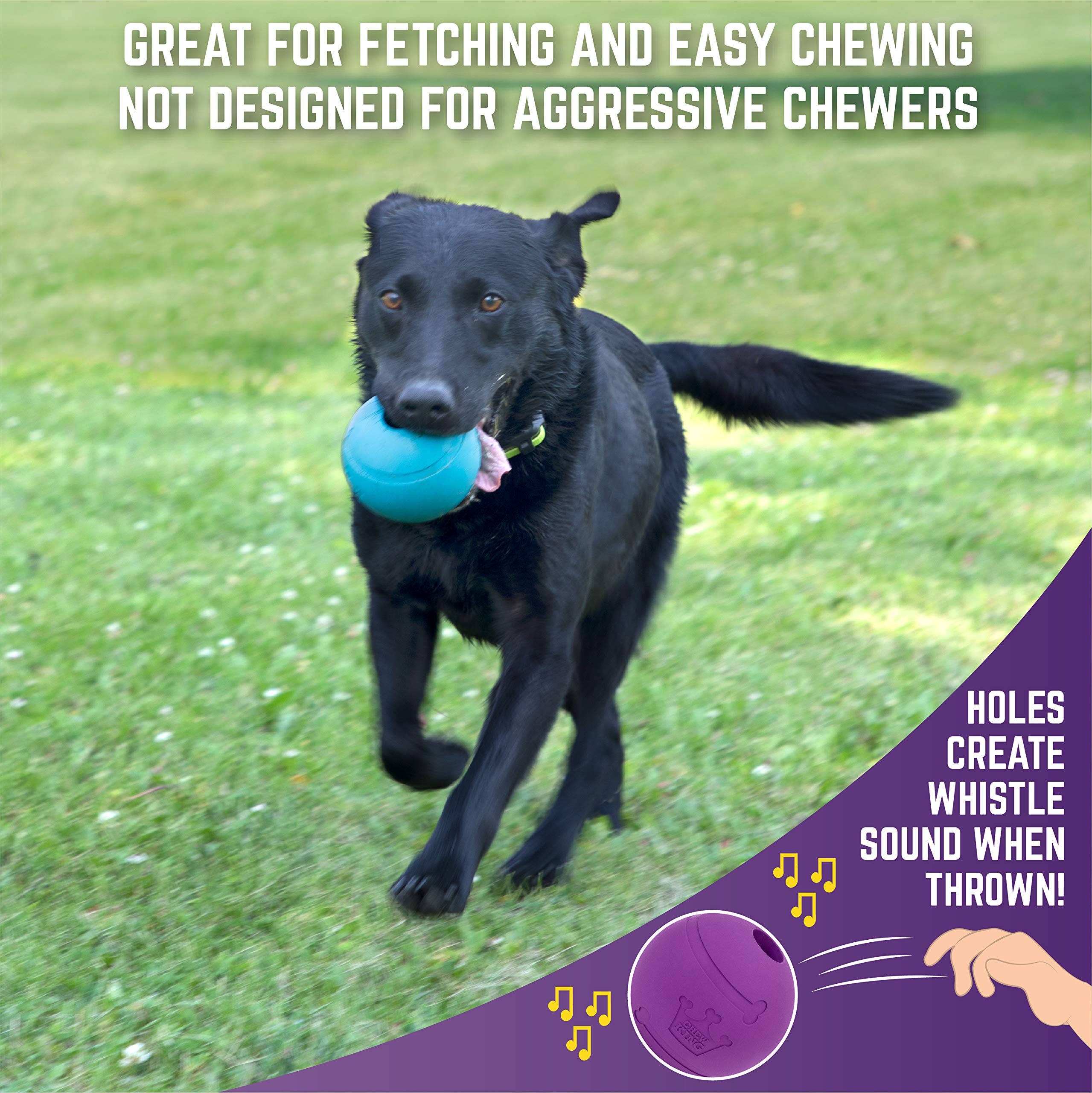 Chew King Dog Fetch Balls - Durable Natural Rubber Toy, 4 inch, 2 Pack, All Breed Sizes, Model CM-10031-CS01