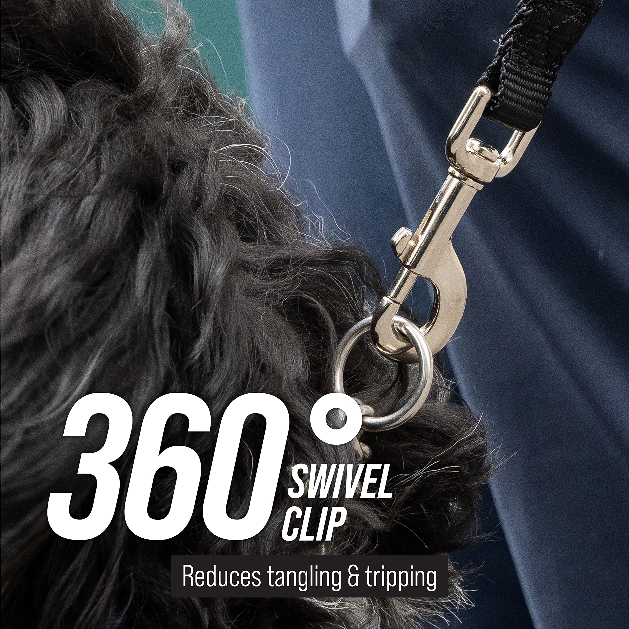 Leash Boss Free Range - Long Dog Leash for Large Dogs + Drawstring Backpack - 1 Inch Nylon Training Lead with Padded Handle (Bla