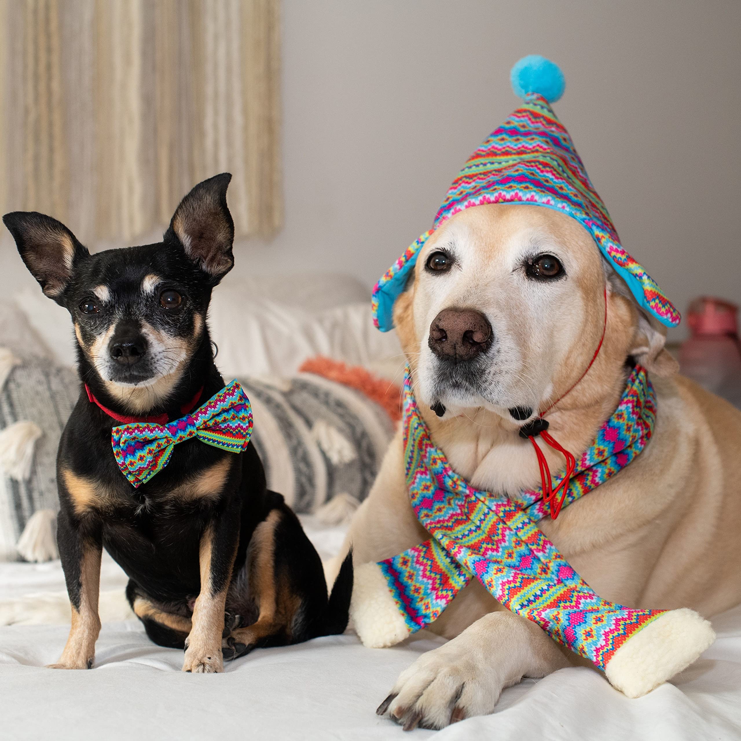 Huxley & Kent Pet Hat | Toboggan Fairisle (Large) | Fun Christmas Holiday Hat For Dogs/Cats | Cute, Comfortable And Fun | Snugfi