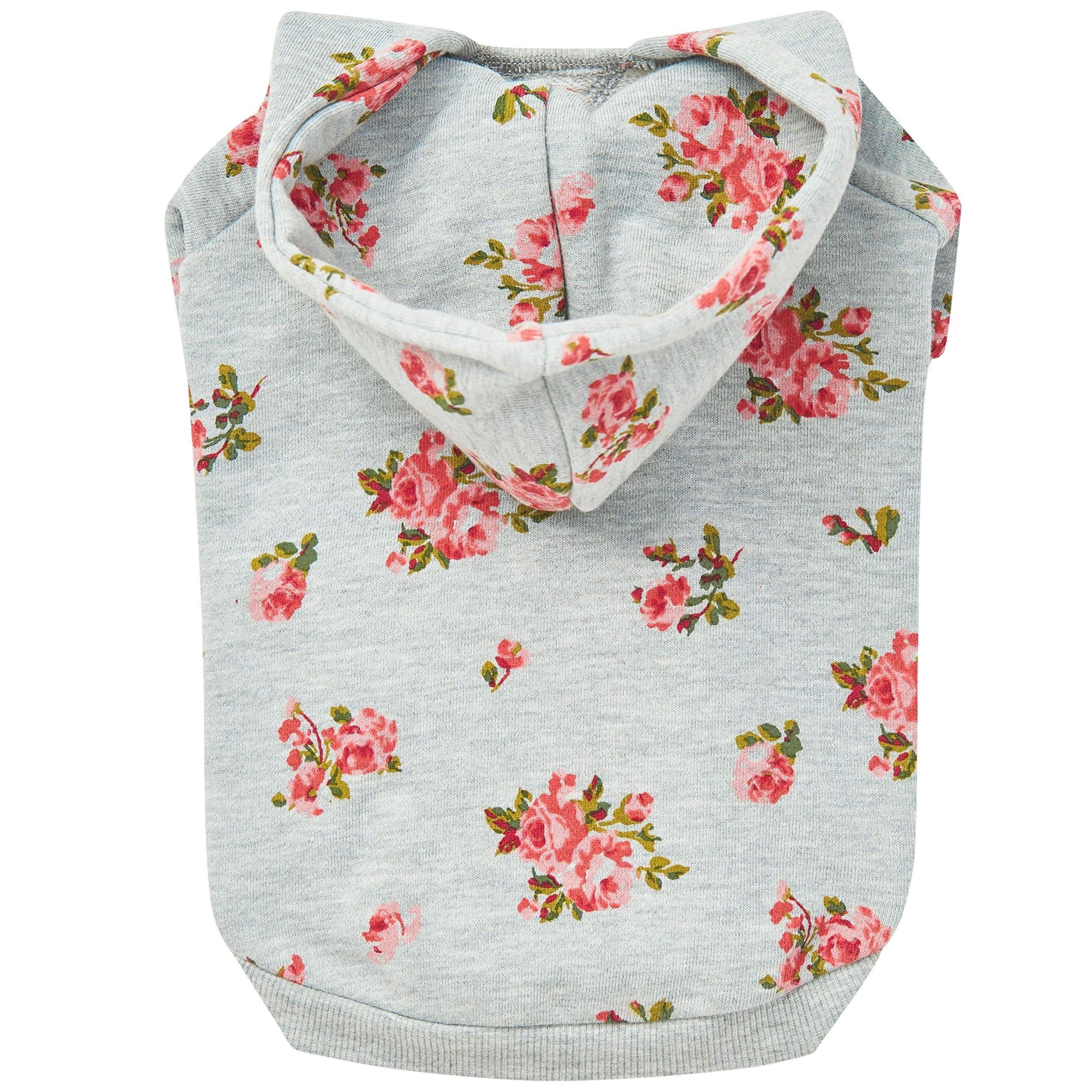 Blueberry Pet Christmas Sweater Dog Hoodie - Stylish Grey Rose Flower Pullover Fleece Dog Sweater Vest, Dog Clothes & Pajamas, D