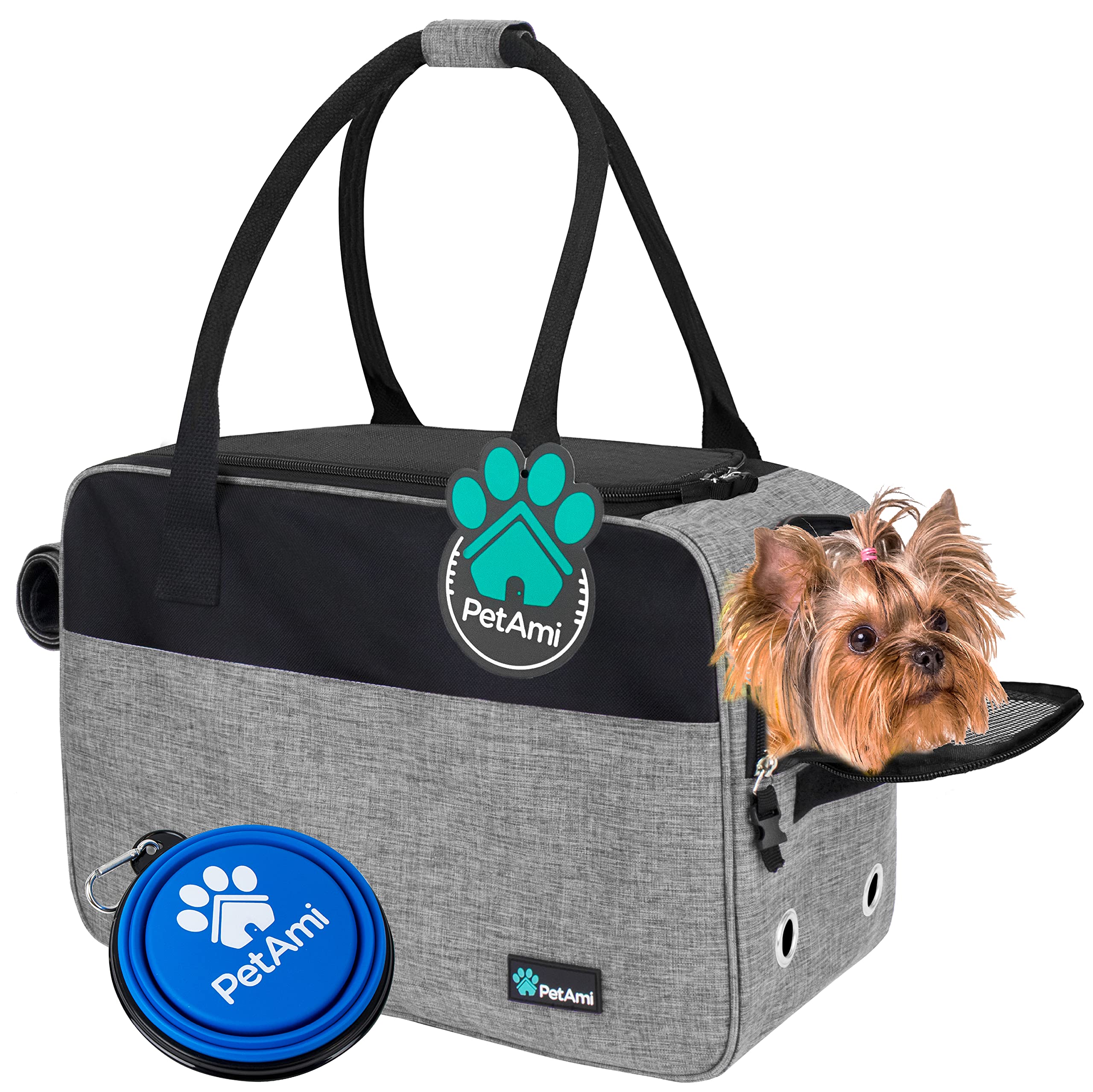 Petami Dog Purse Carrier For Small Dogs, Airline Approved Soft Sided Pet Carrier With Pockets, Ventilated Dog Carrying Bag Puppy