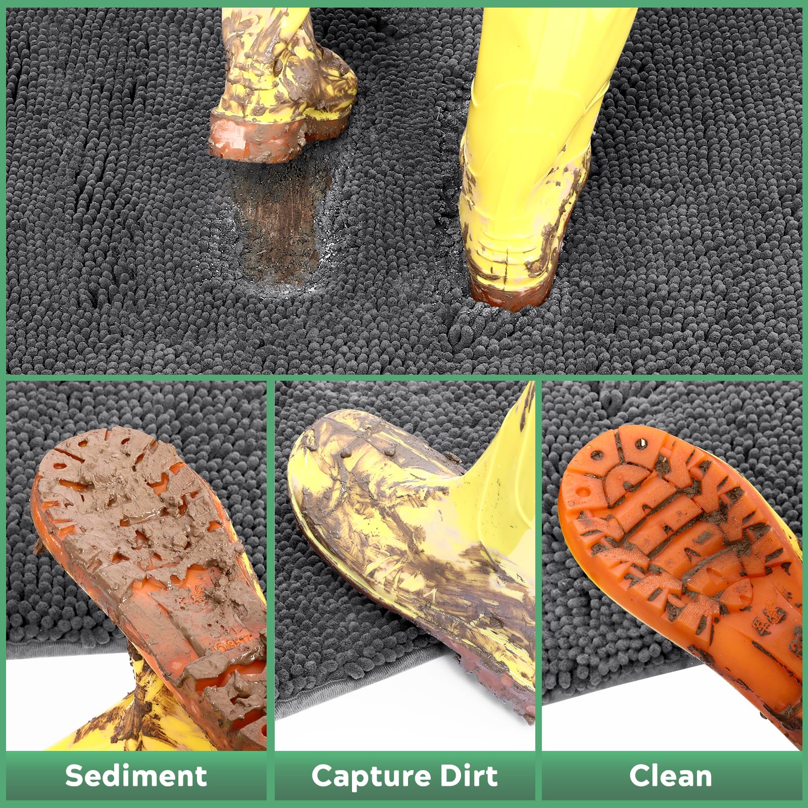 Dog Door Mat for Muddy Paws, Pet Rug Chenille Absorbent Outdoor Doormat 48 x 30 , Non Slip Heavy Indoor Doormat Soft Front Insid