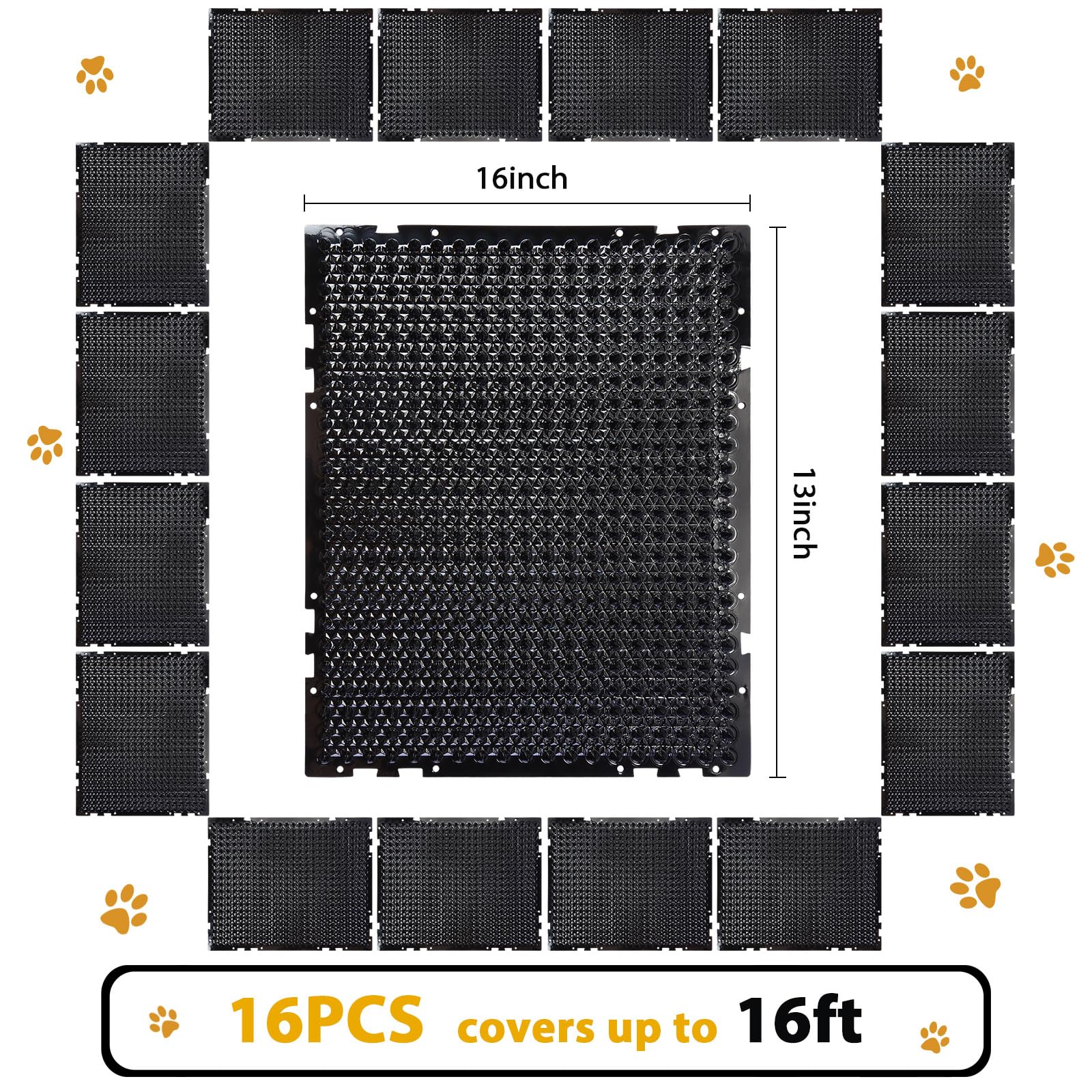 16 Pack Cat Repellent Outdoor Mat Cats Dogs Plastic Bendable Spiked Deterrent Training Repellent PET Mats with Spikes for Indoor