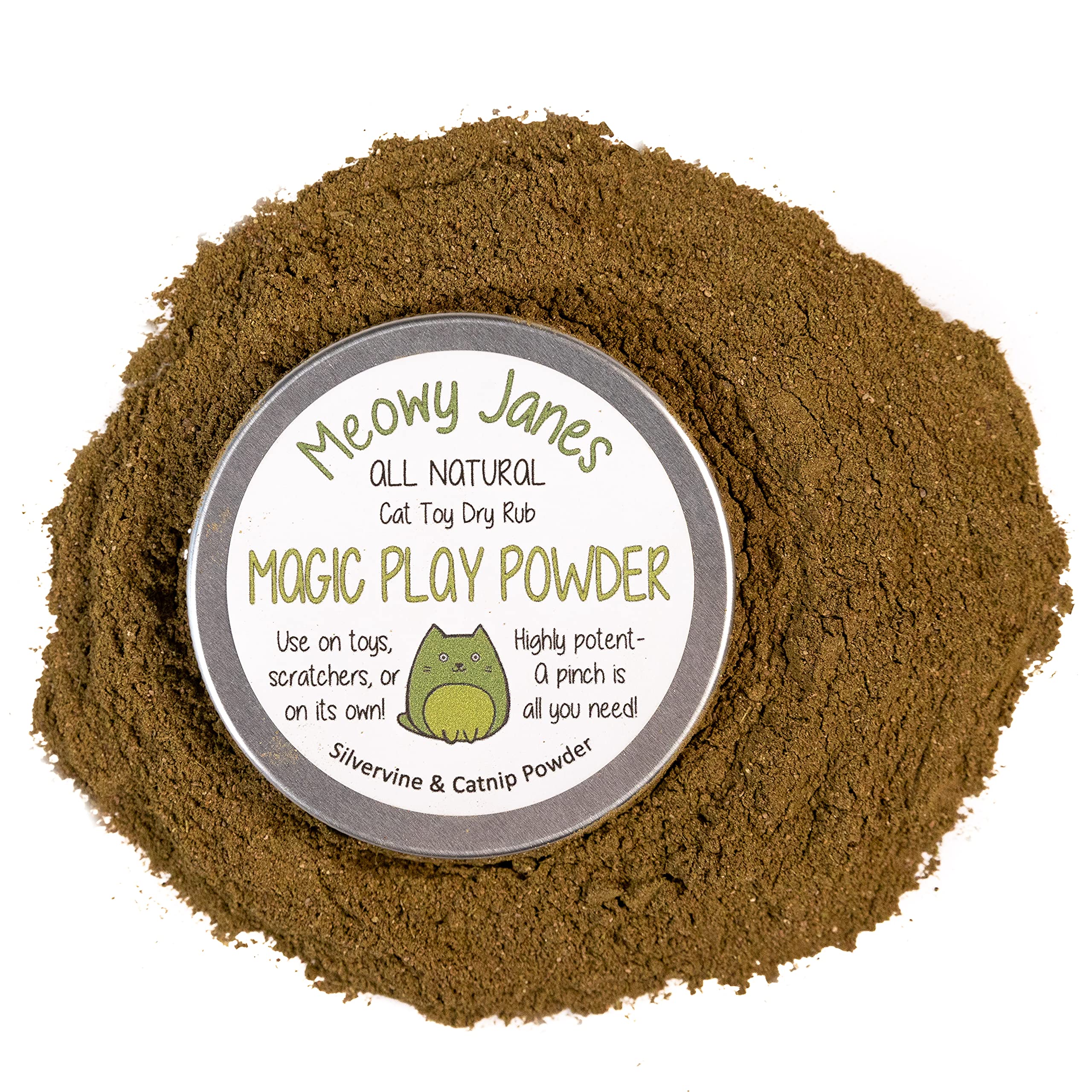 Meowy Janes All Natural Magic Cat Play Powder - Catnip And Silvervine Powder Blend - Cat Toy Dry Rub
