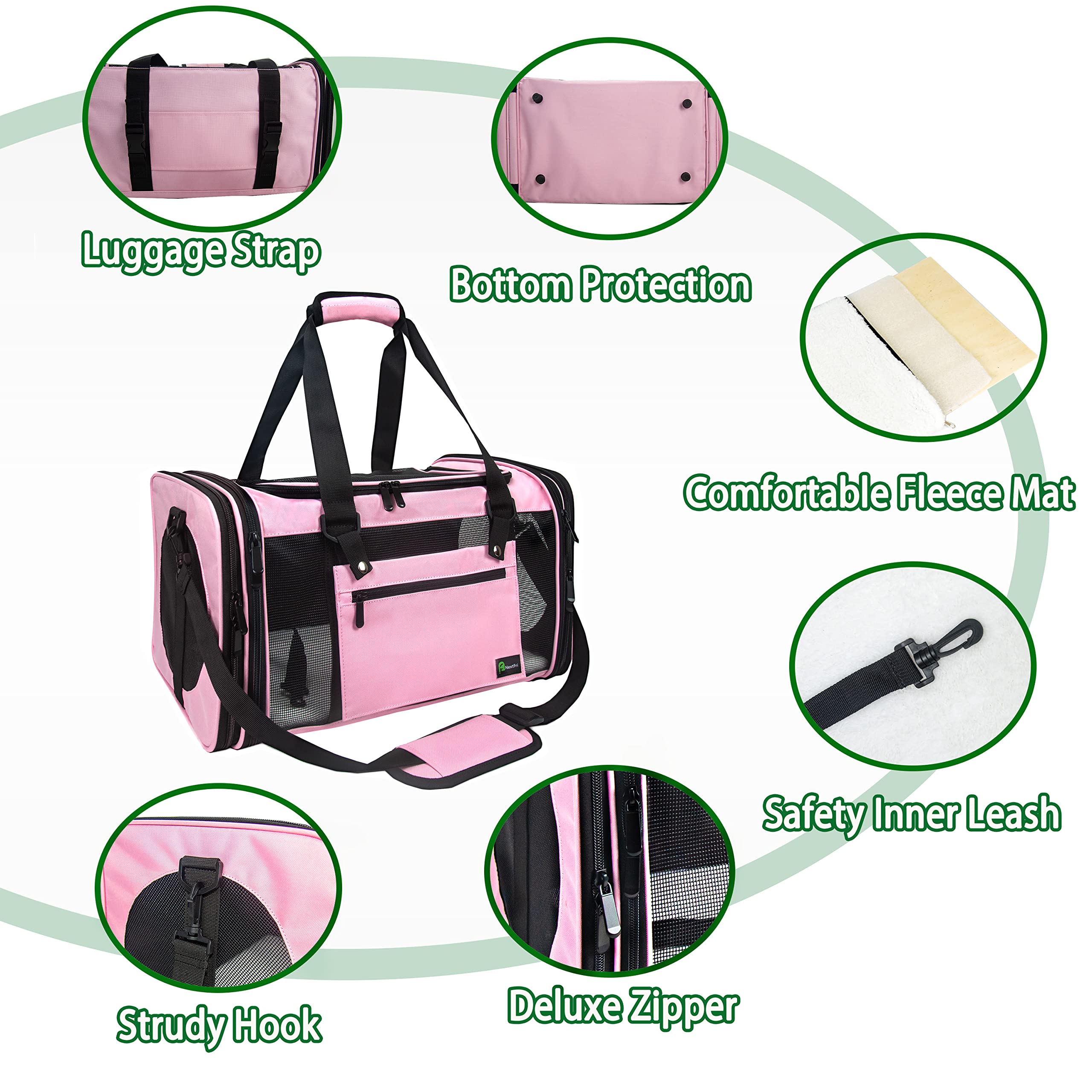 Nextfri Soft-Sided Pet Carrier For Cats Small Dogs Of 15 Lbs Medium Pink