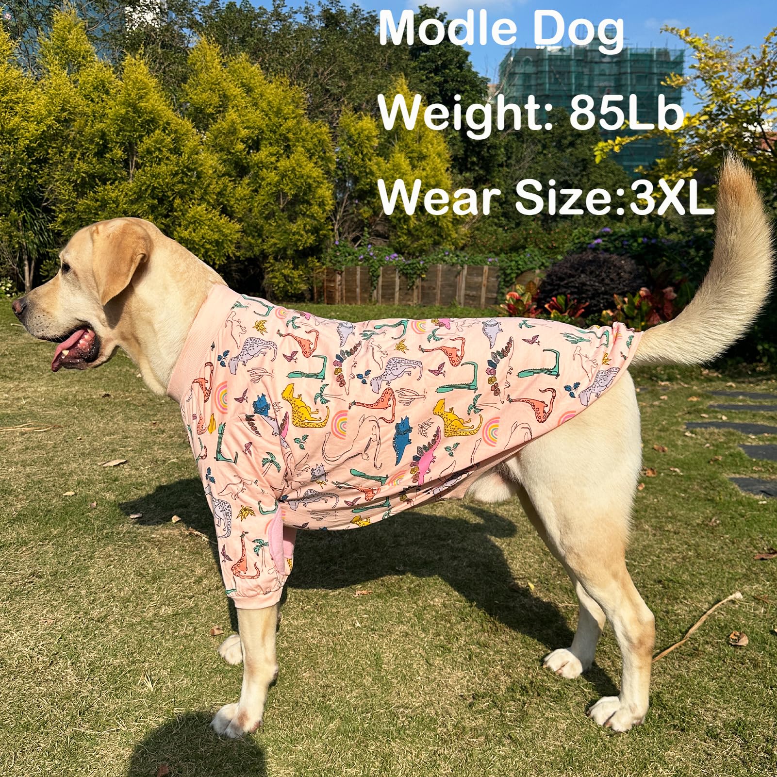 Dog T Shirts Colorful Dinosaur Pattern Dog Clothes for Large Medium Small Dogs Breathable Stretchy Cotton Clothes Dog Pajamas(XL