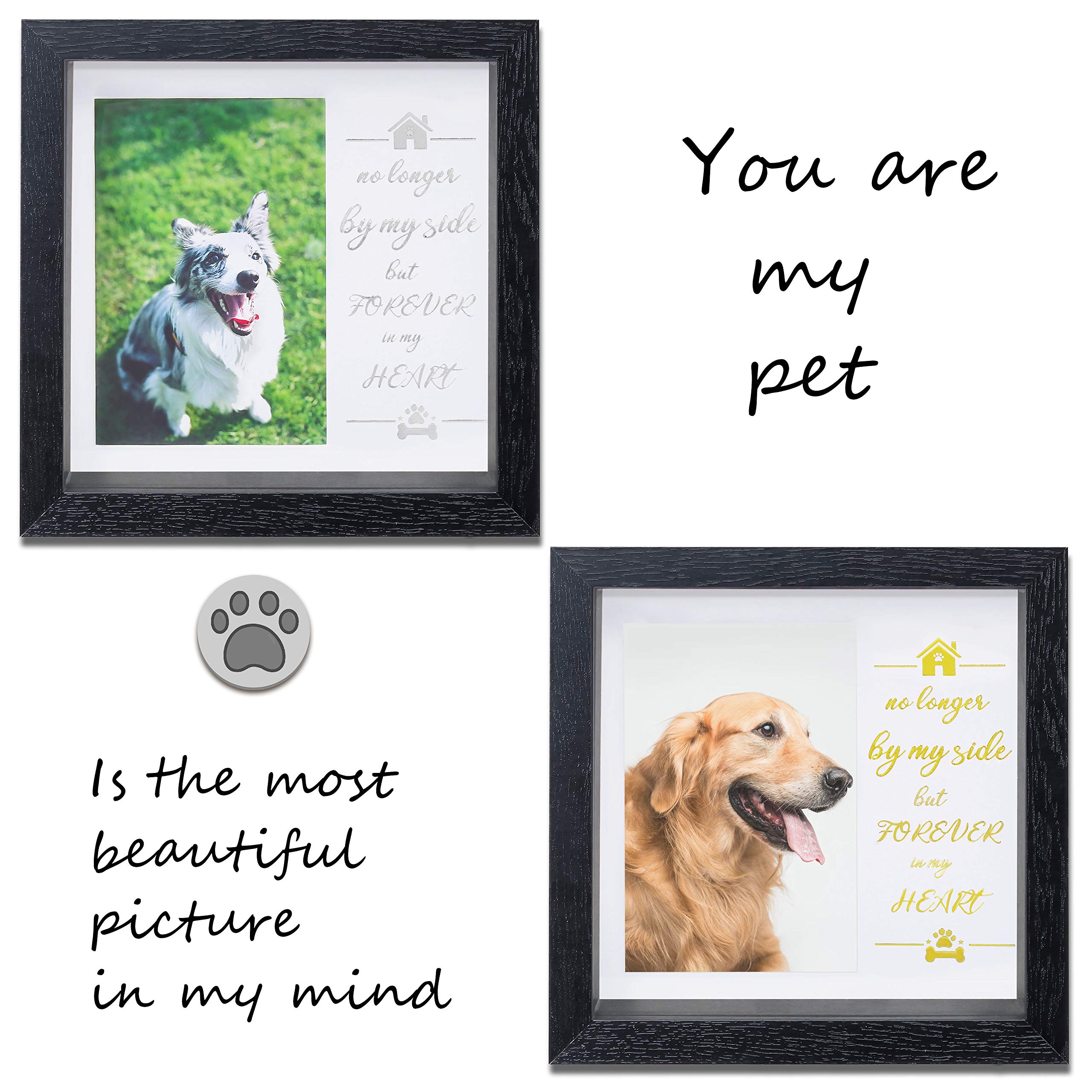KCRasan Pet Picture Frame - 9 Inch Black Memorial Frame for Dogs & Cats - Keepsake Tribute and Sympathy Gift