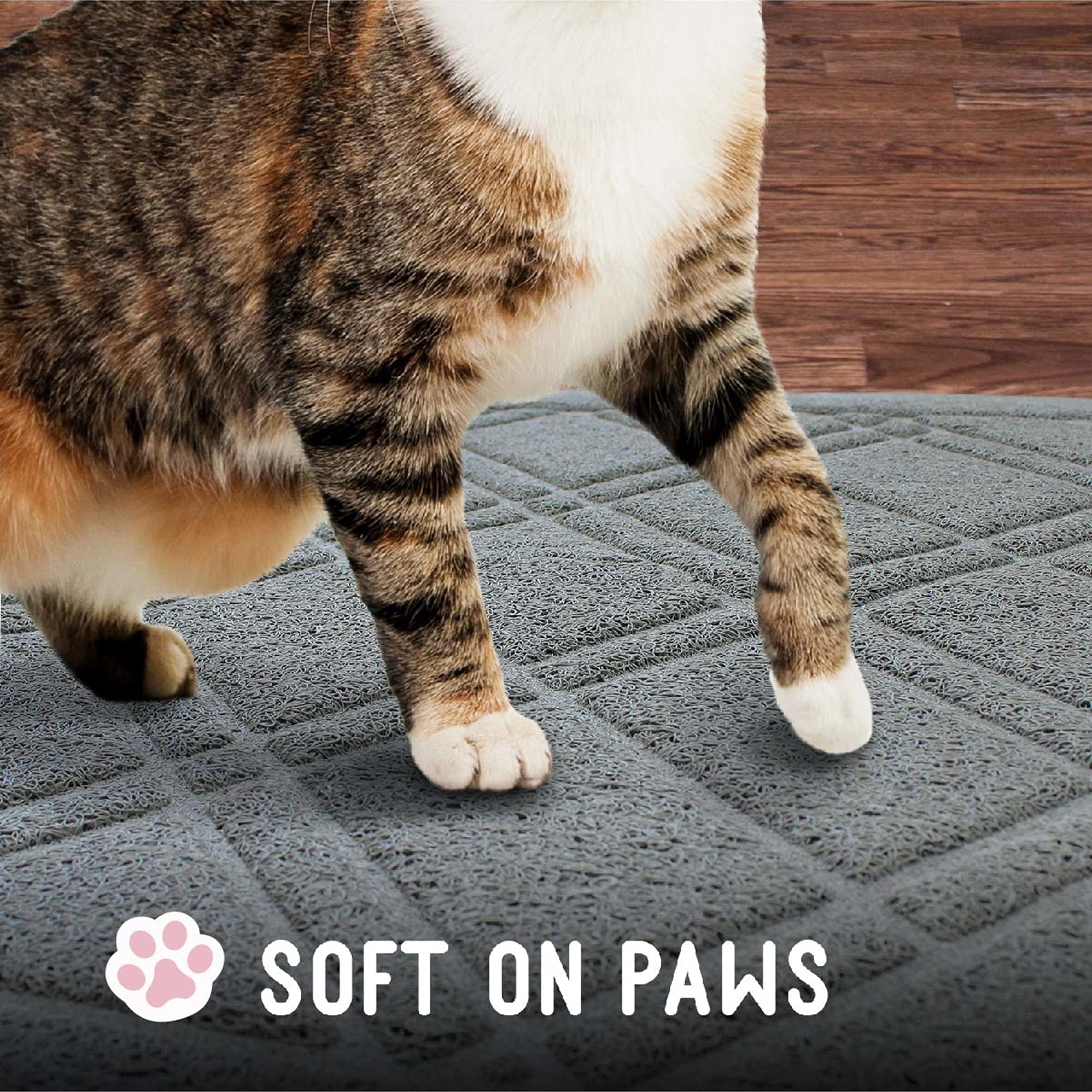 Downtown Pet Supply - Kitty Litter Mat - Padded, Non-Slip Mat For Cat Litter Box - Waterproof Mat For All Litter Types - Grey -