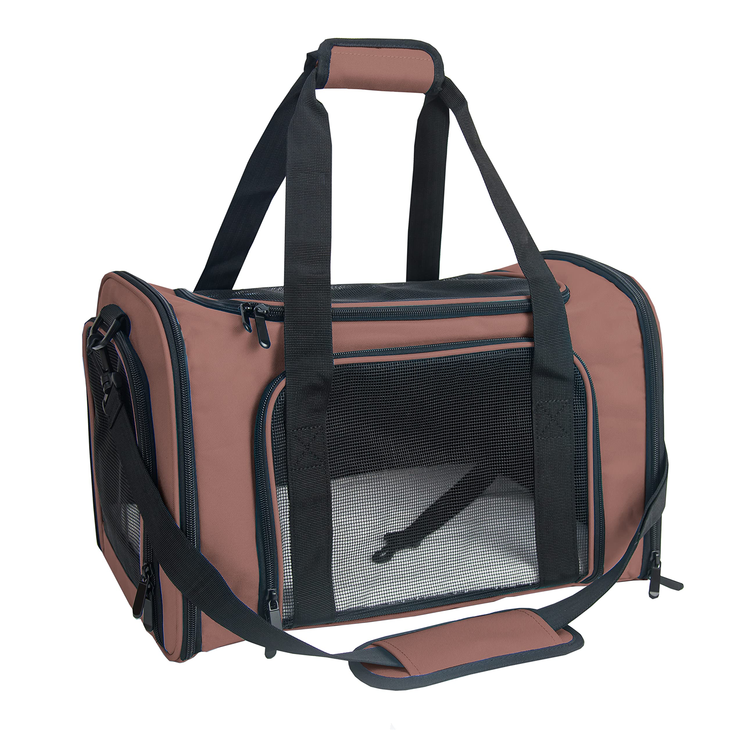 Nextfri Soft Sided Carrier For Small Medium Cats Dogs,Tsa Airline Approved Collapsible Travel Pet Carrier (Medium, Brown)