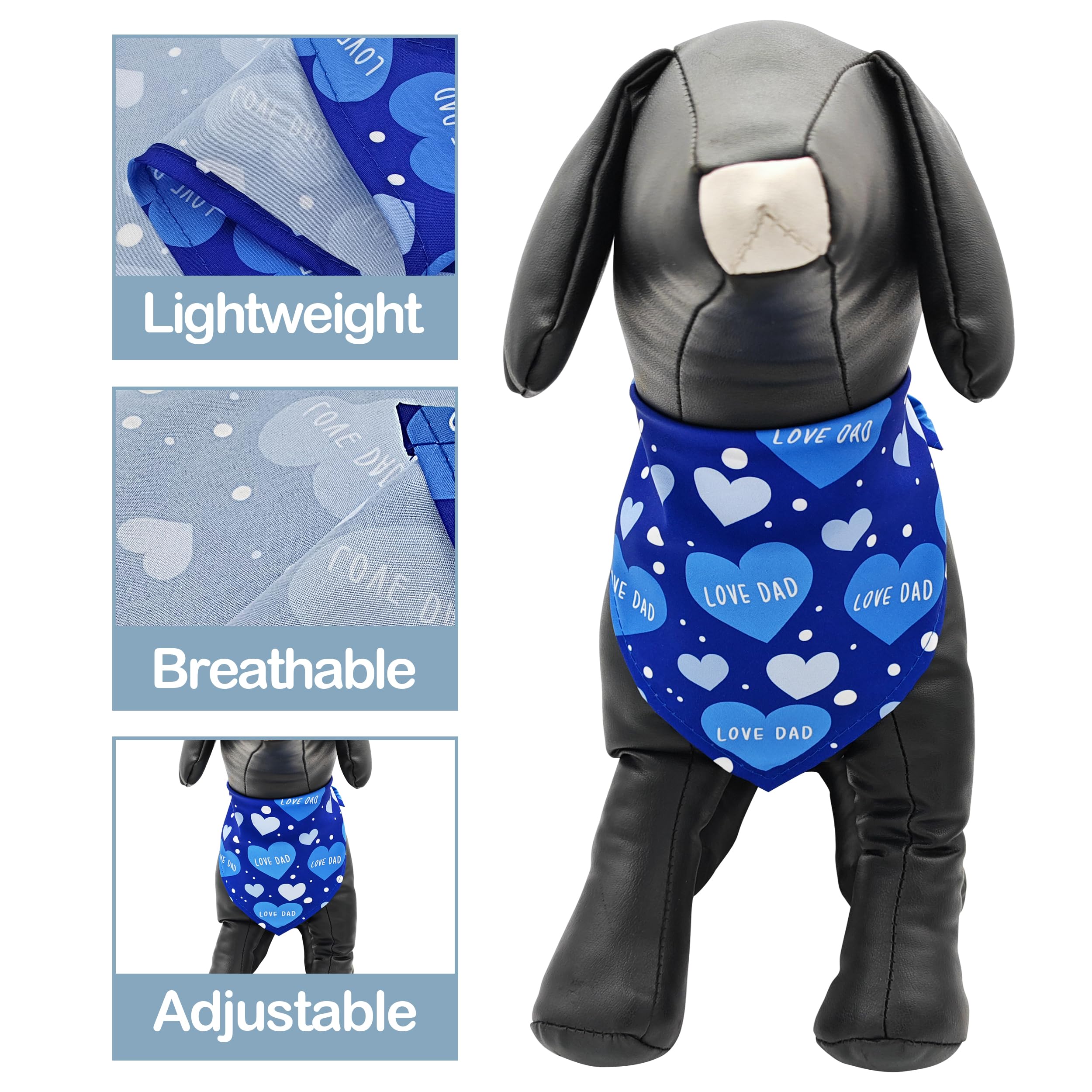 JpGdn 10PCS Father's Day Dog Bandanas for Extra Large XL XXL Triangle Bibs Head Scarves for Boys Girls Grooming Accessories Cost