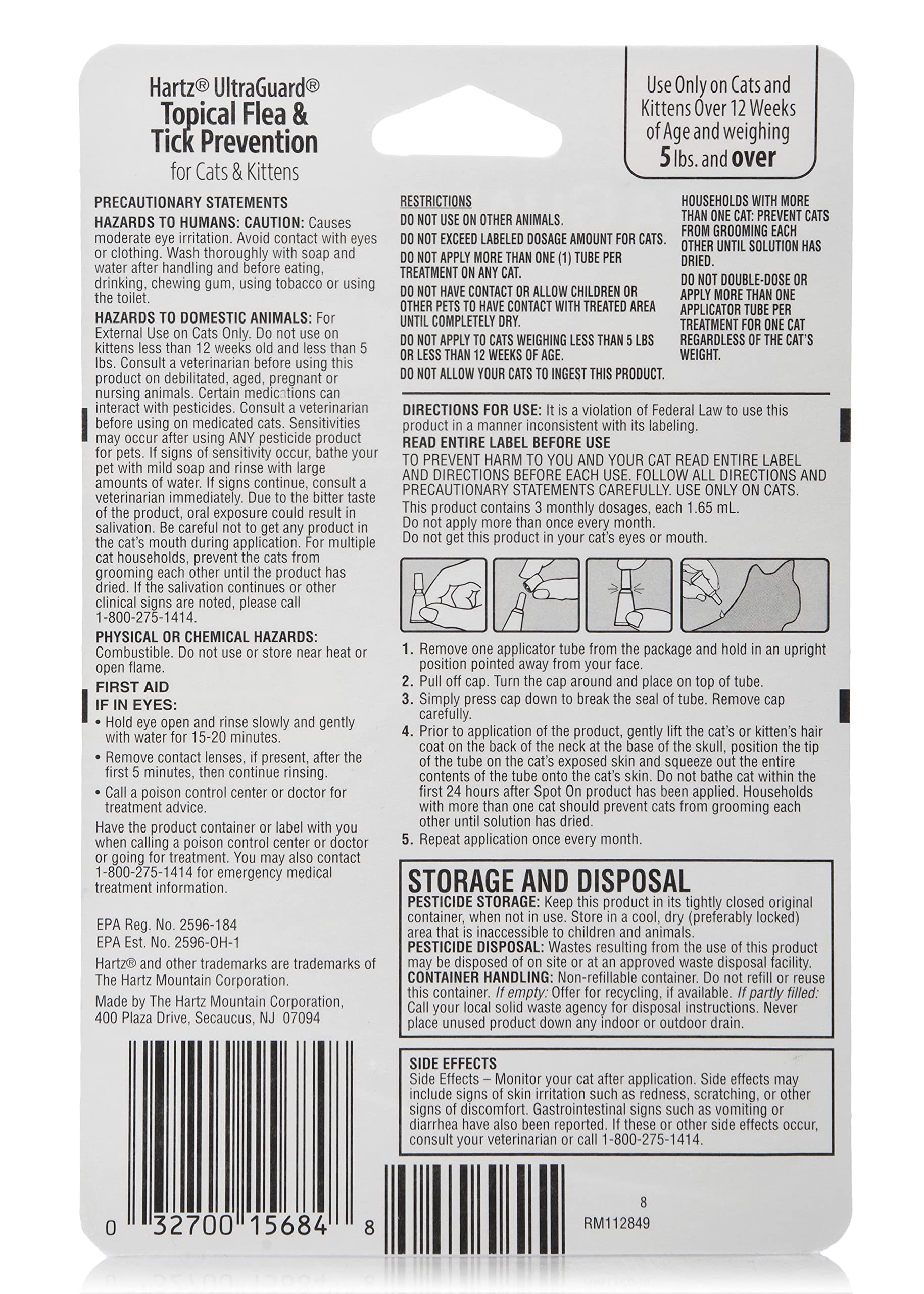 Hartz Ultraguard Topical Flea & Tick Prevention For Cats And Kittens - 3 Monthly Treatments